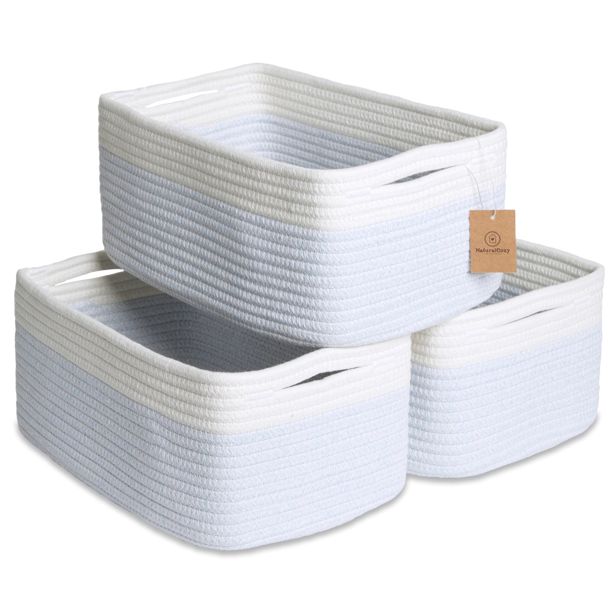 13.5”x8.5”x5.5” Rectangle Storage Baskets for Shelves 3 Pack (3 Count)