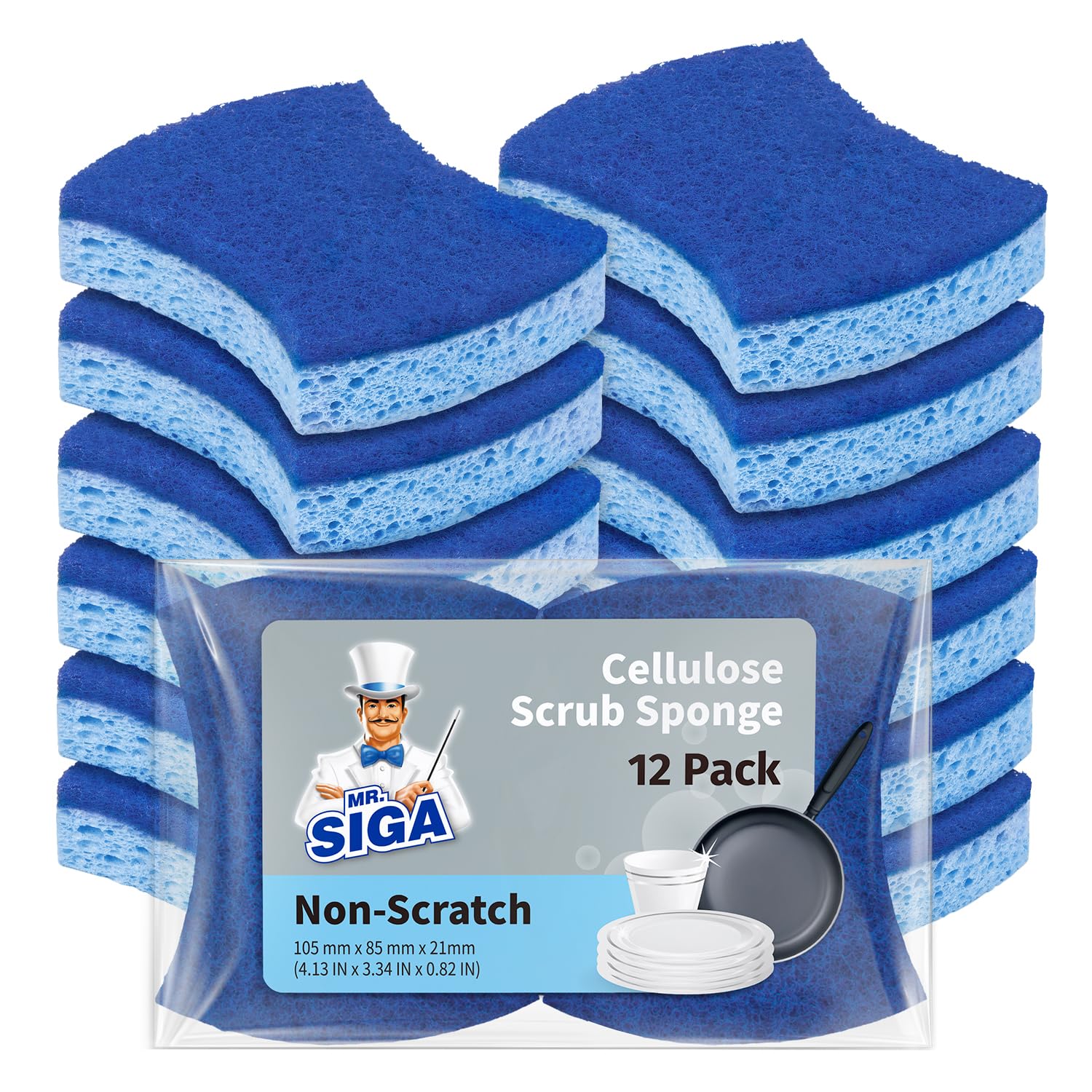 Non Scratch Cellulose Scrub Sponge (12 Count)