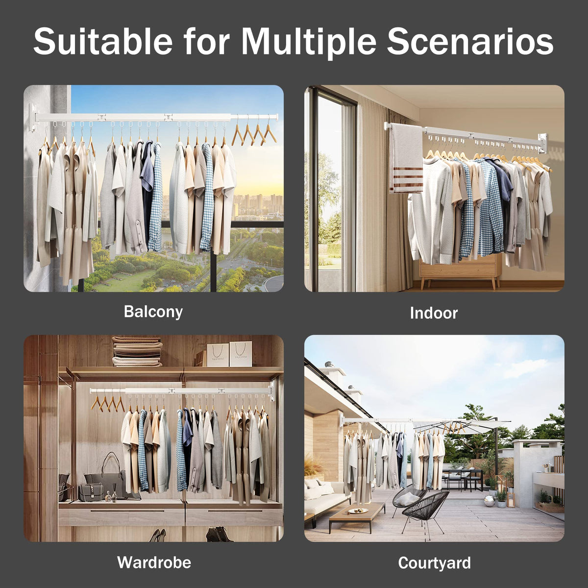 Wall Mounted Foldable Clothes Drying Rack