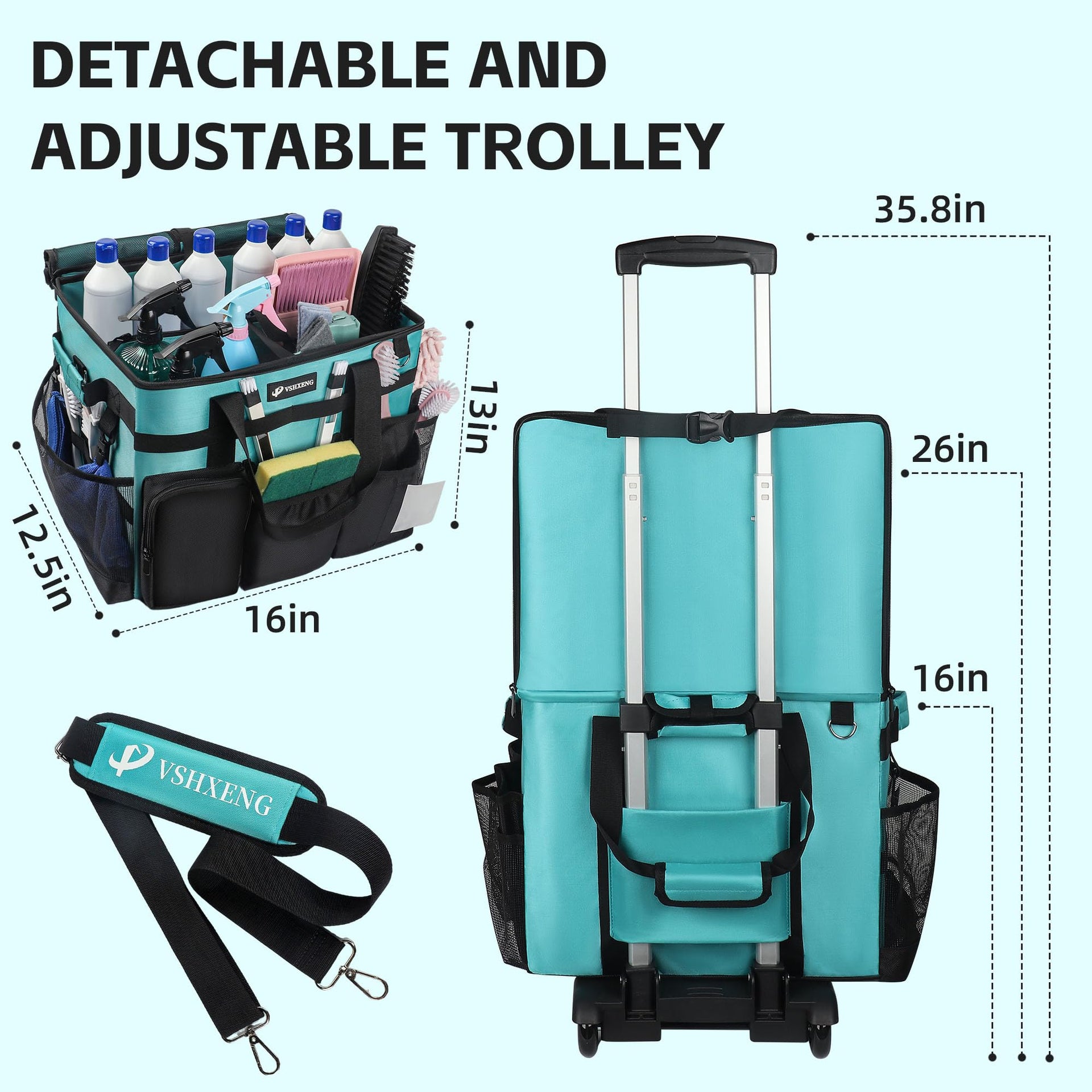 Rolling Cleaning Caddy Bag with Wheels
