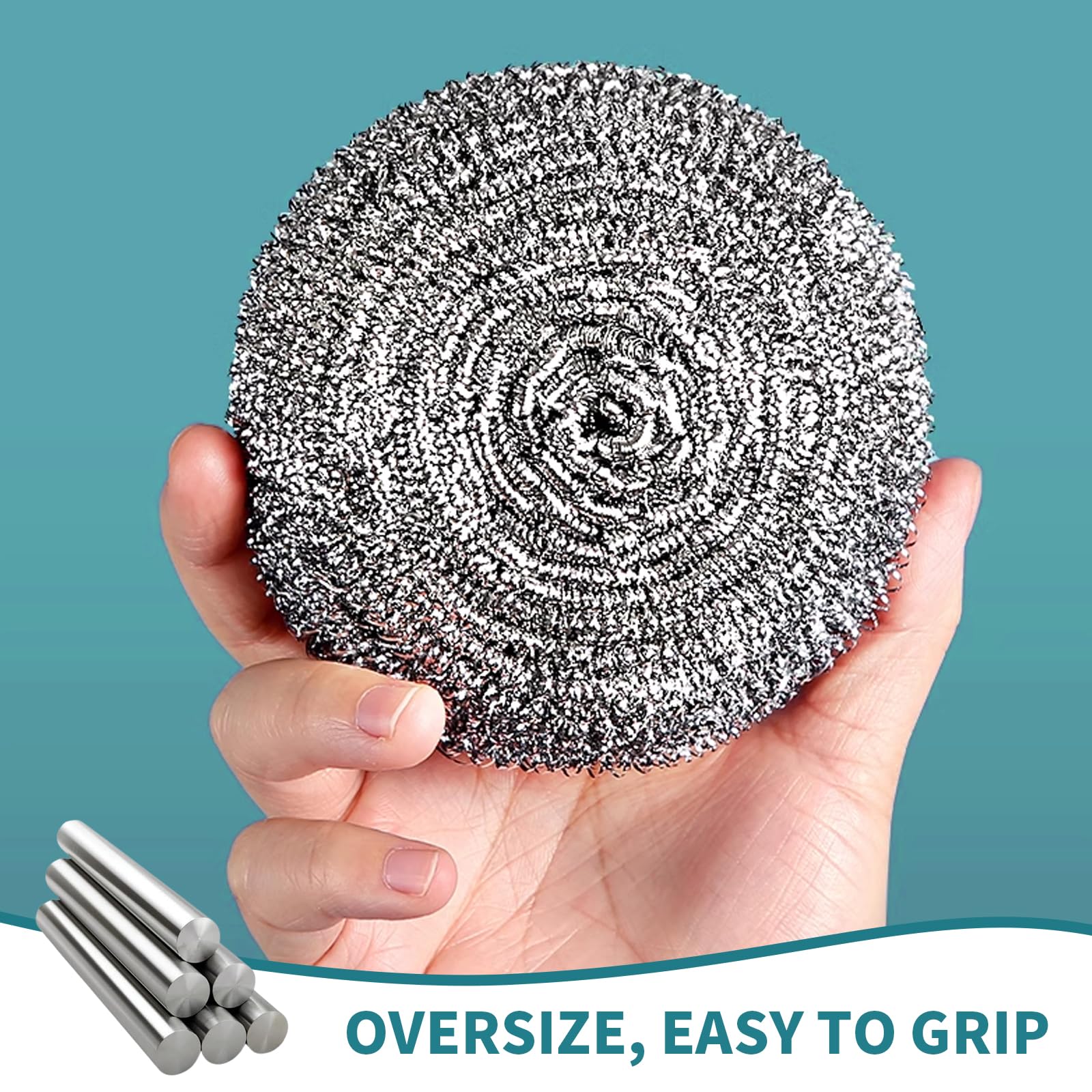 Stainless Steel Scourer Heavy Duty Scrubber Pads Steel Wool Pack of 6 (6 Count)