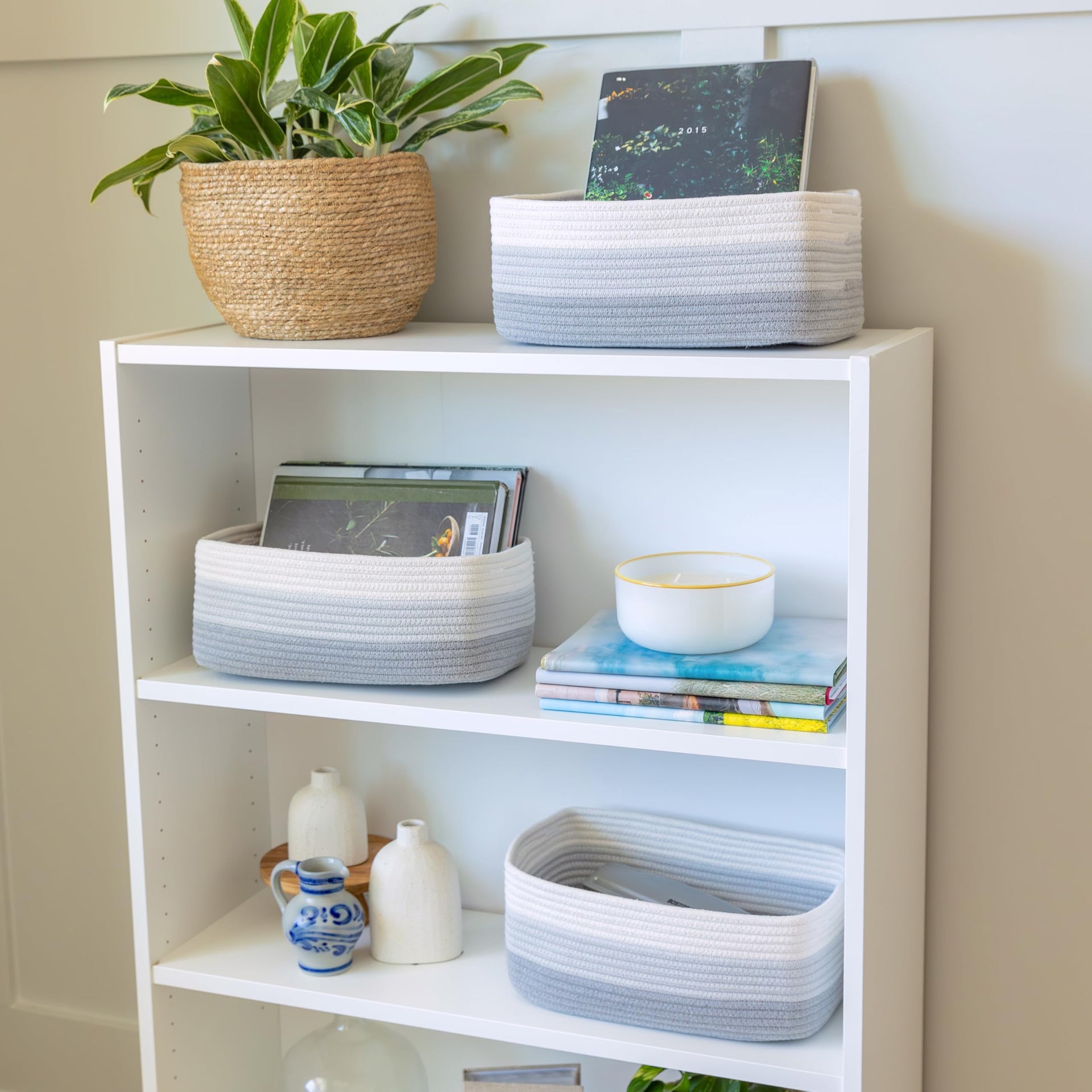 13.5”x8.5”x5.5” Rectangle Storage Baskets for Shelves 3 Pack (3 Count)