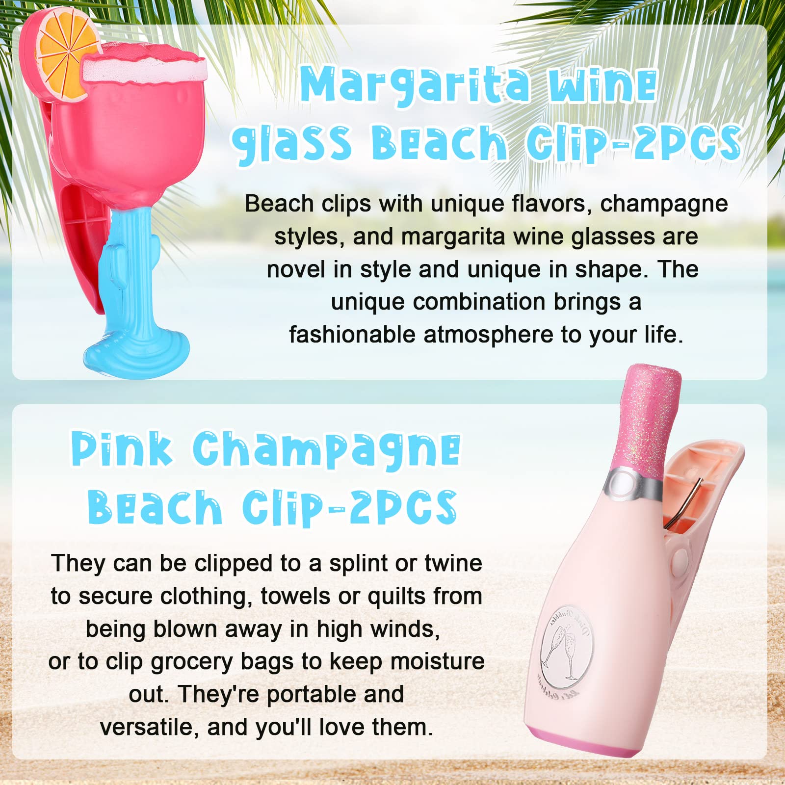 8 Pcs Beach Towel Clips Beach Chair Pool Clips for Chairs Plastic Windproof Holder Funny Decorative Clothespins for Patio Accessories Summer