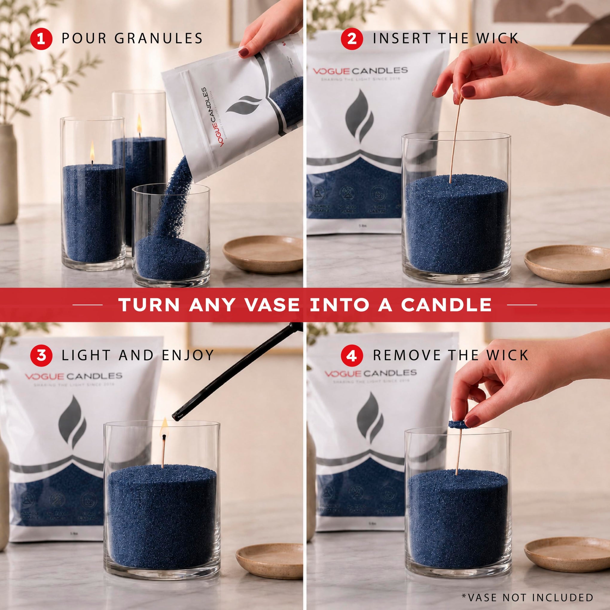 Vogue Candles Blue Pearled Candle Sand Wax (80 Ounce)
