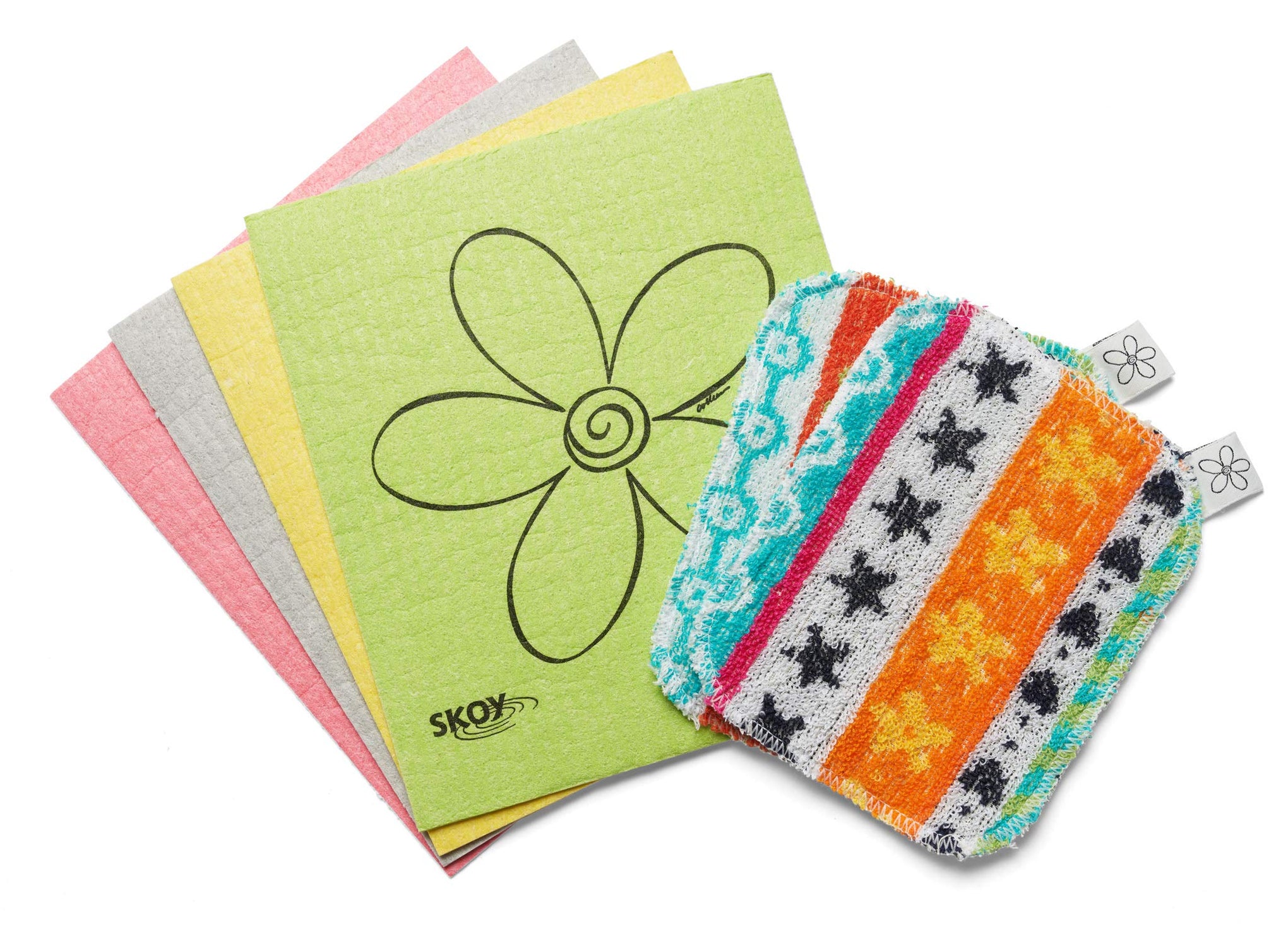 Bundle, 2-Pack Scrub, and 4-Pack Swedish Dishcloth, Reusable Cleaning Products for Kitchen and Household, Planet-Friendly, Dishwasher Safe Soft Scrub, Monochromatic Colors (2 Count)