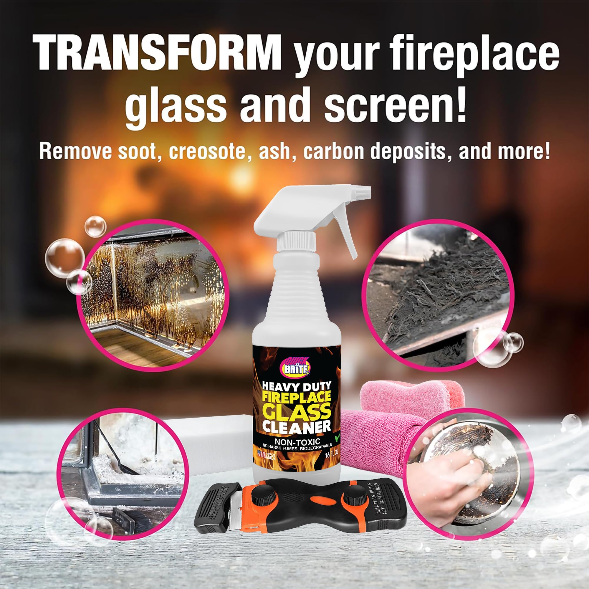 Fireplace Glass Cleaner Kit (16 Fl Oz)