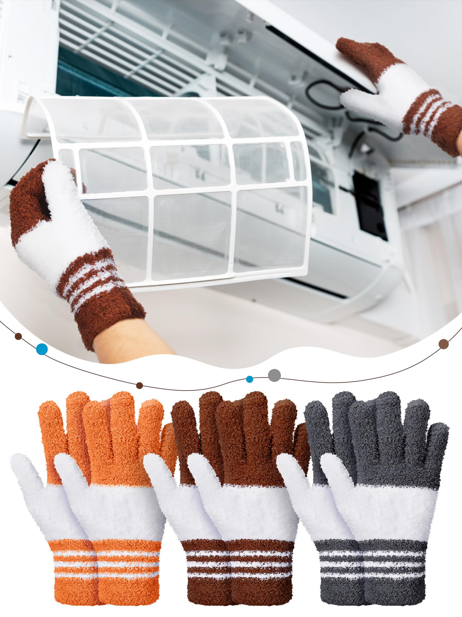 3 Pairs Microfiber Dusting Gloves for Plants Leaf (3 Count)