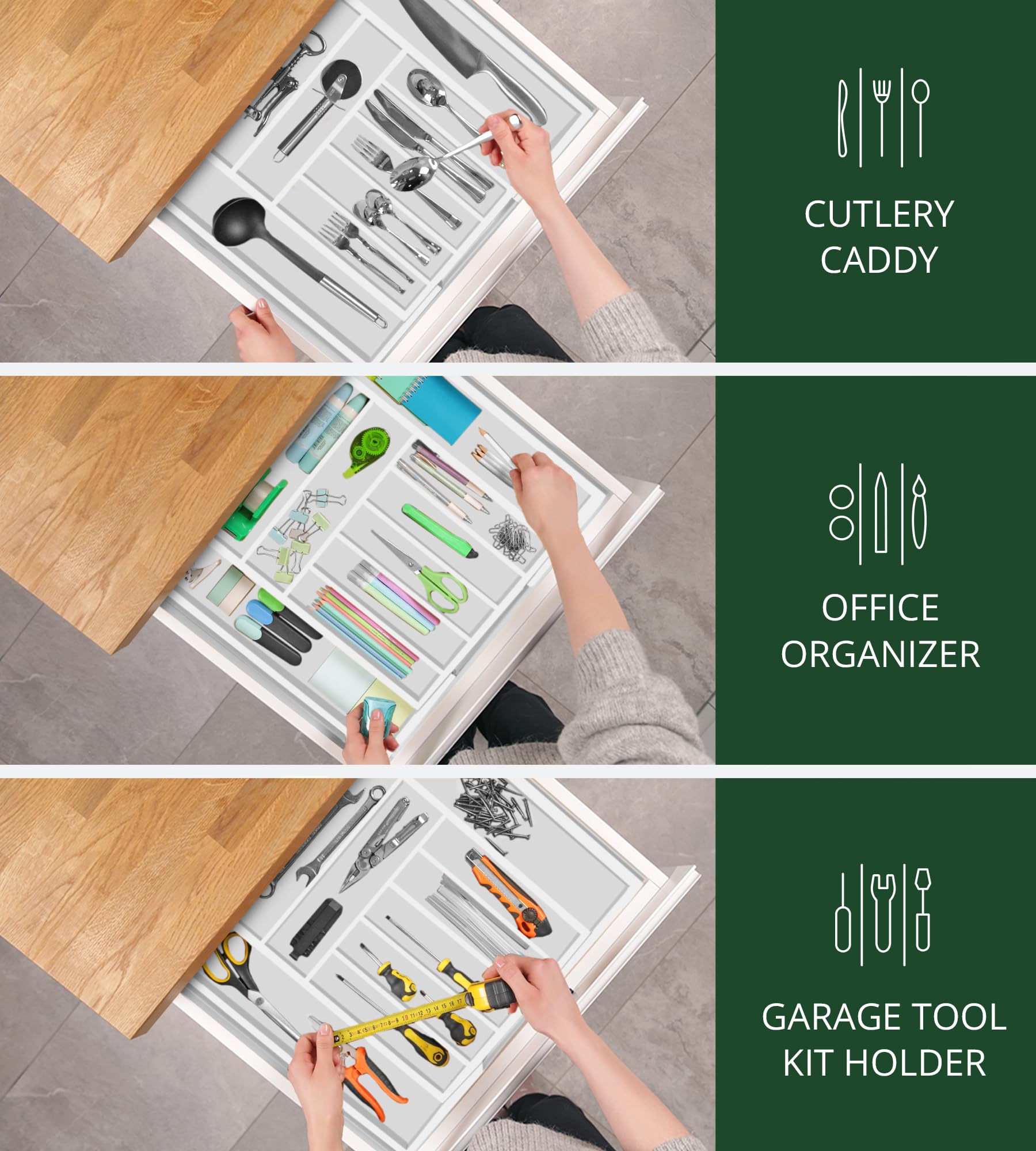 Luxury Bamboo Kitchen Drawer Organizer