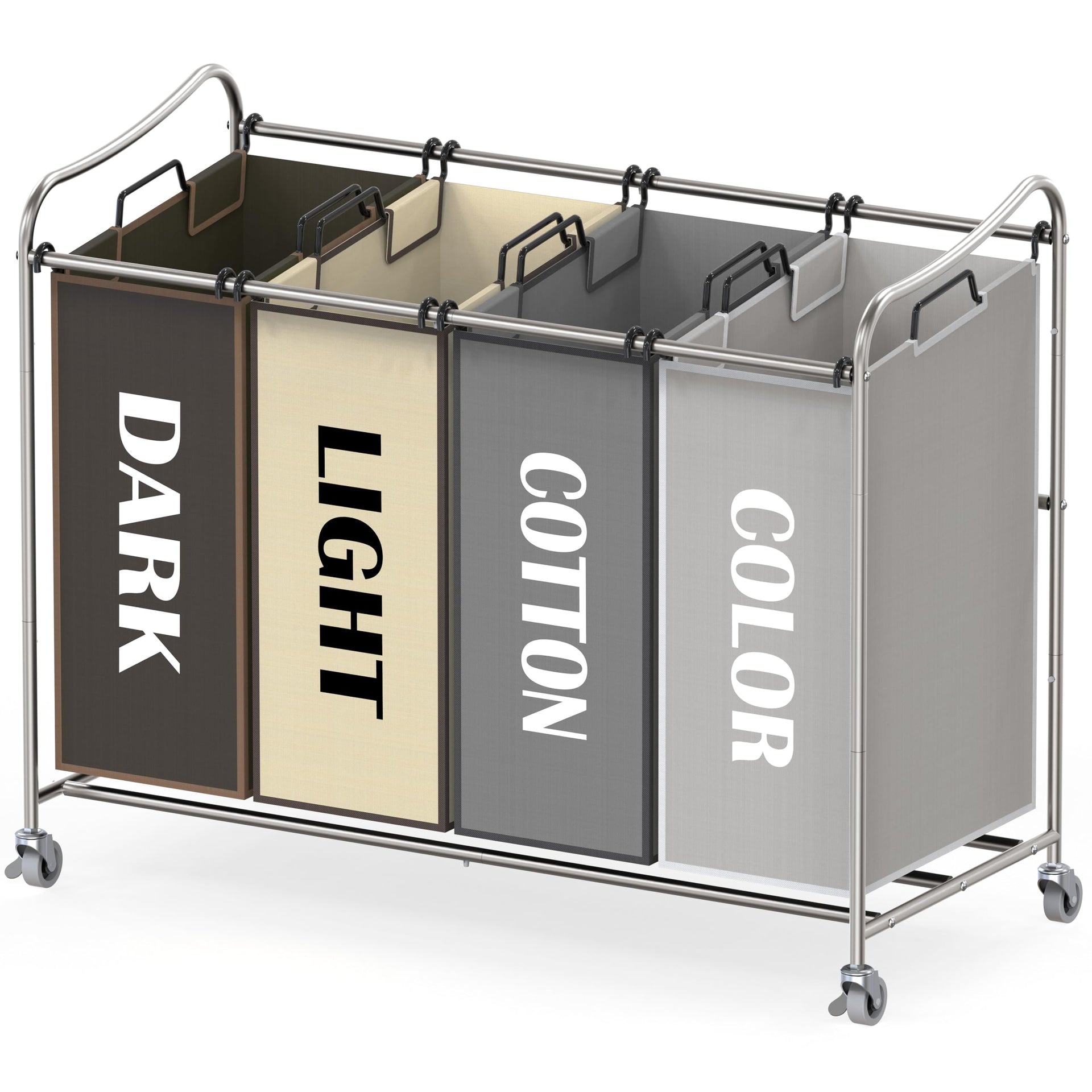 4 Bag Heavy Duty Laundry Sorter Rolling Cart (12 Count)