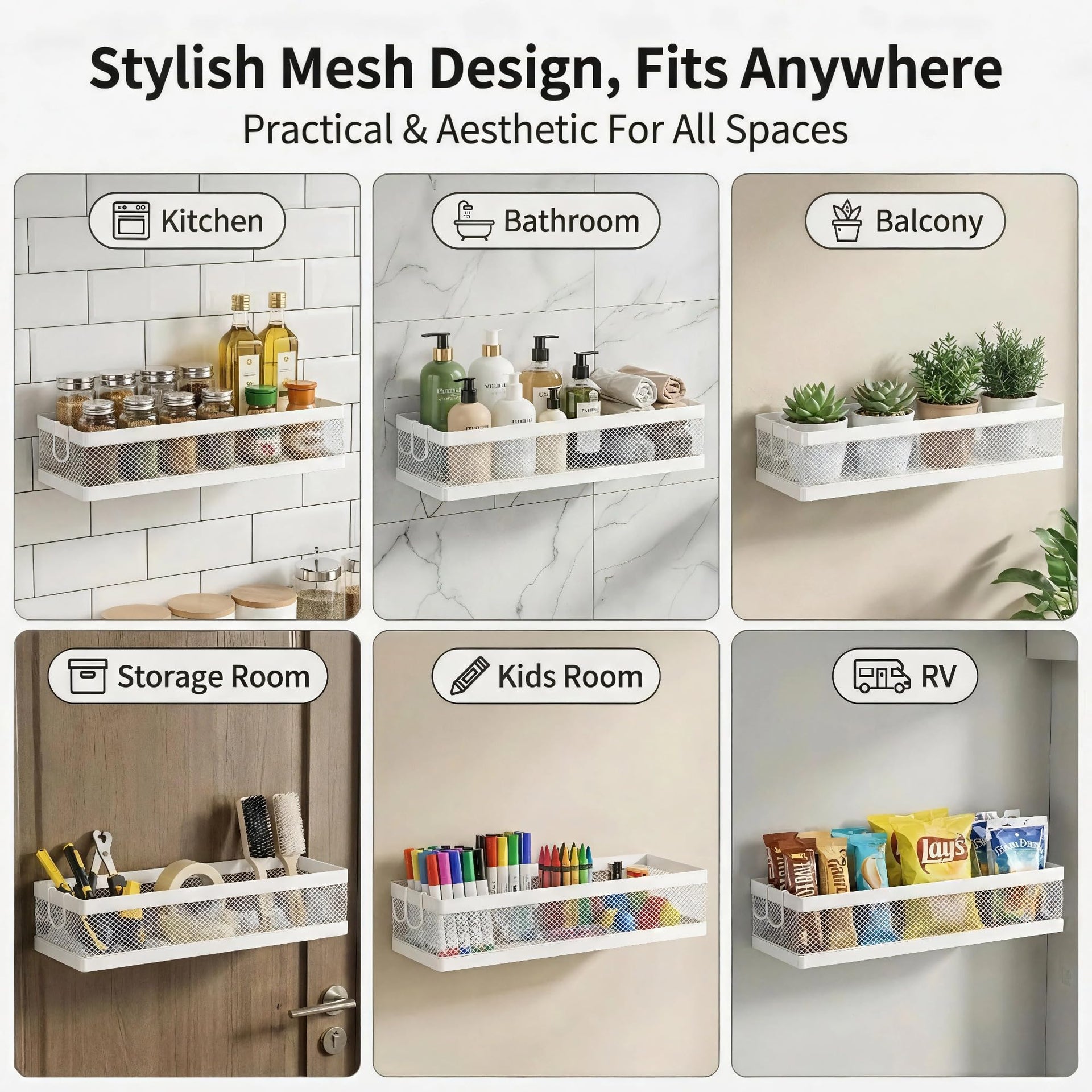16.5 Inch Extra Long Slim Mesh Shower Caddy (2 Count)
