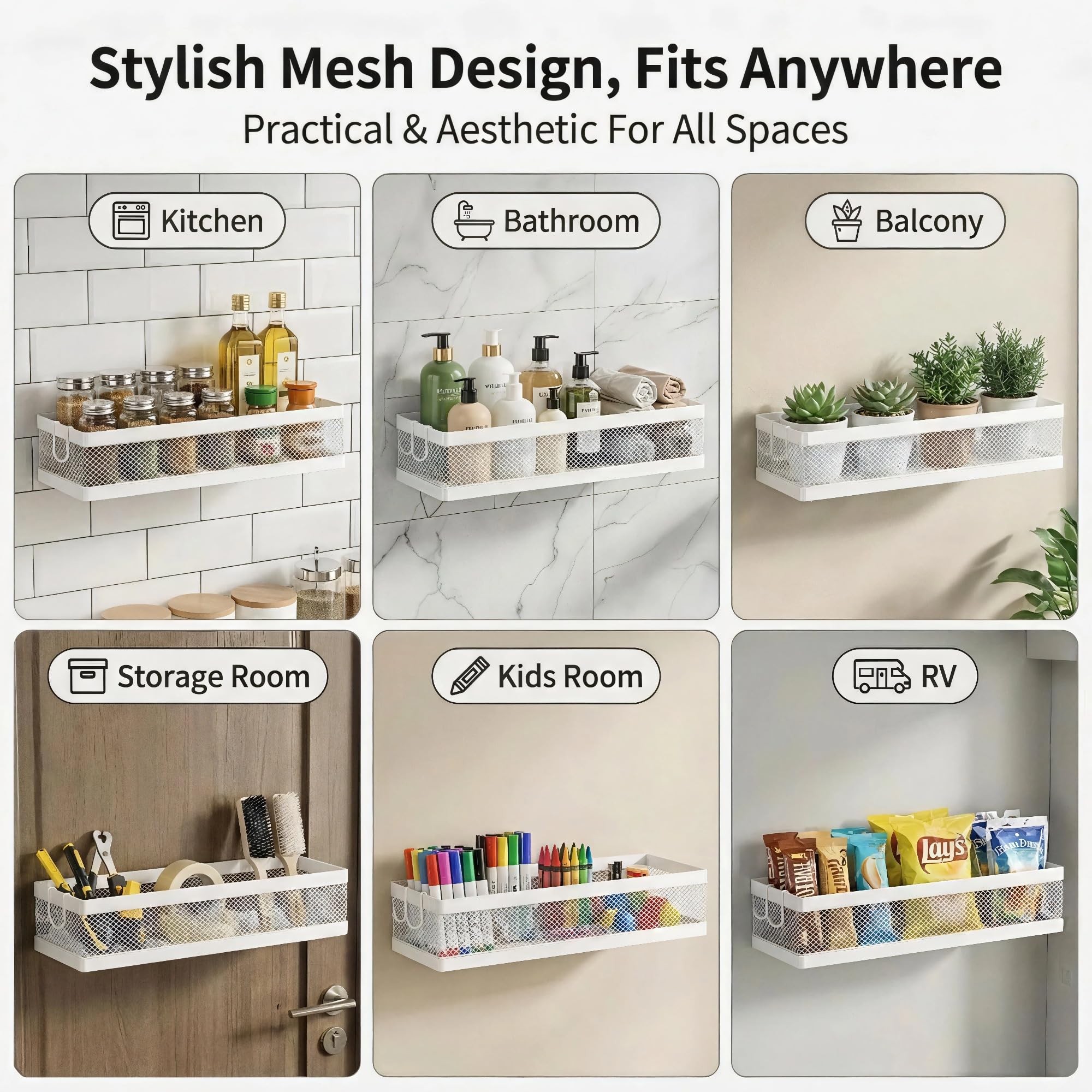 16.5 Inch Extra Long Slim Mesh Shower Caddy (2 Count)