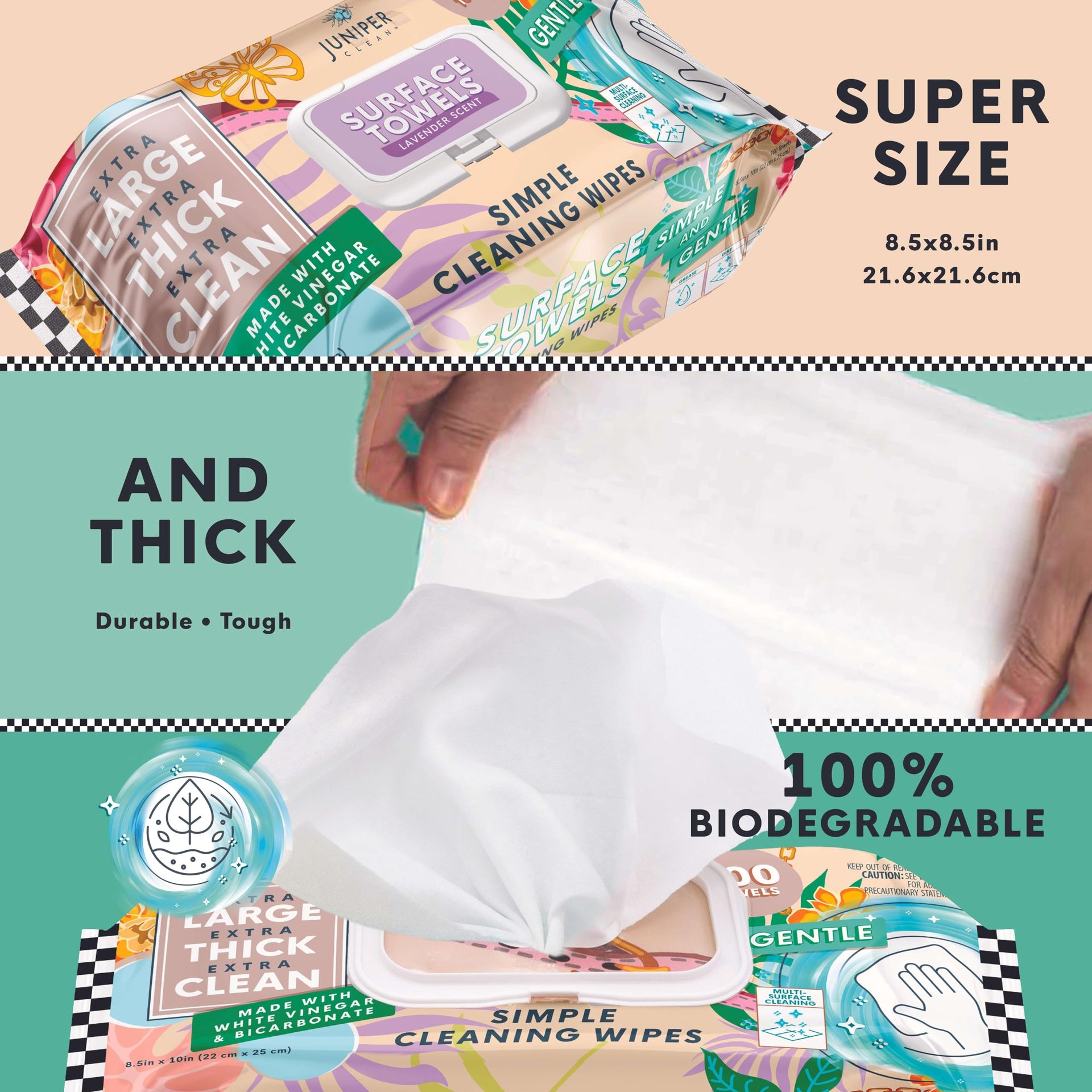 6 Packs Surface Cleaning Wipes Bleach Free (600 Count)