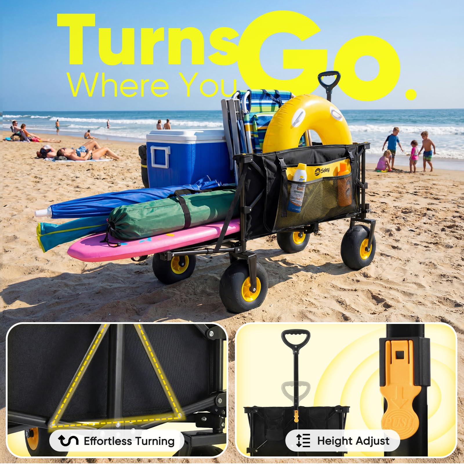 Heavy Duty Beach Wagon with 9" Big Sand