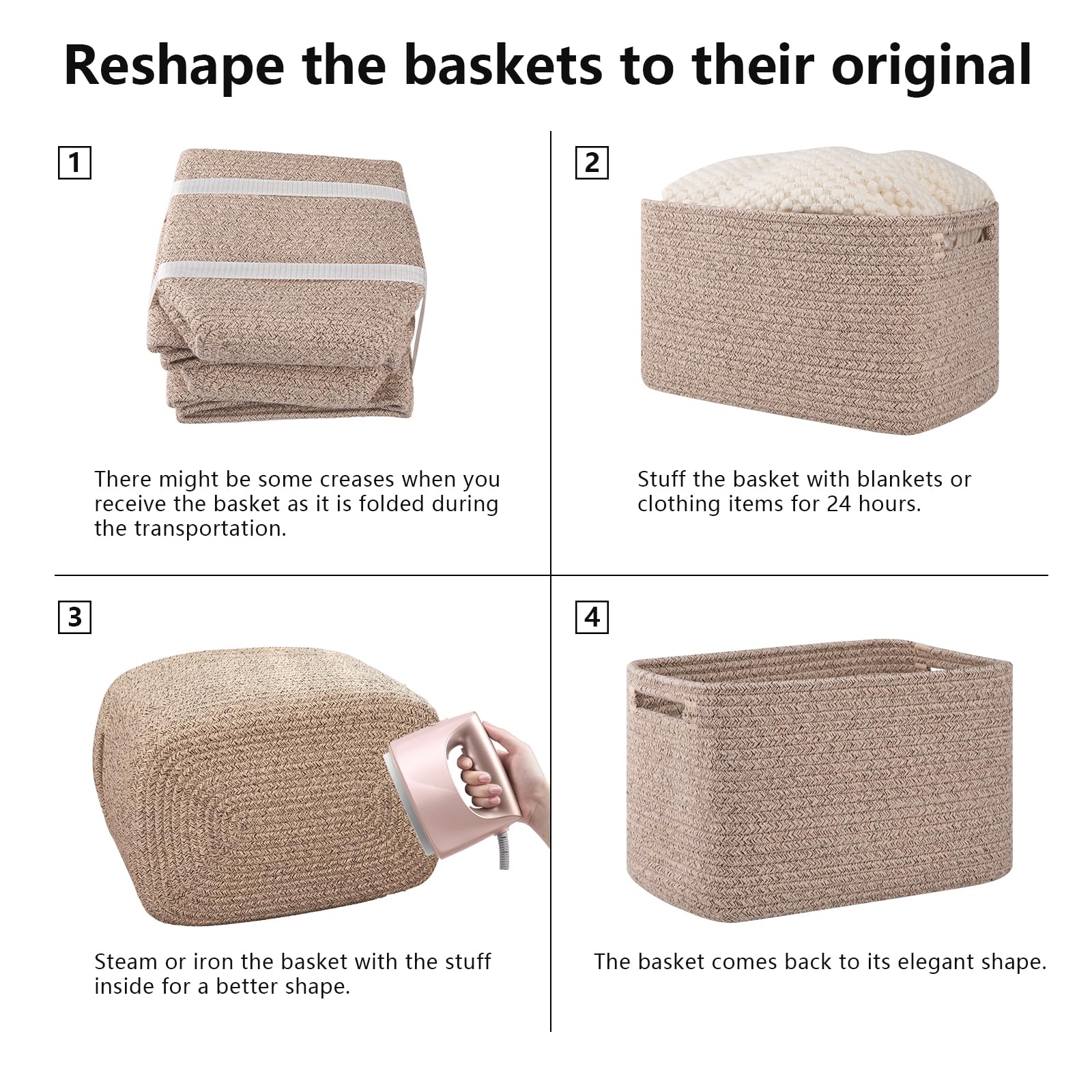 4 Pack Storage Baskets for Organizing (4 Count)