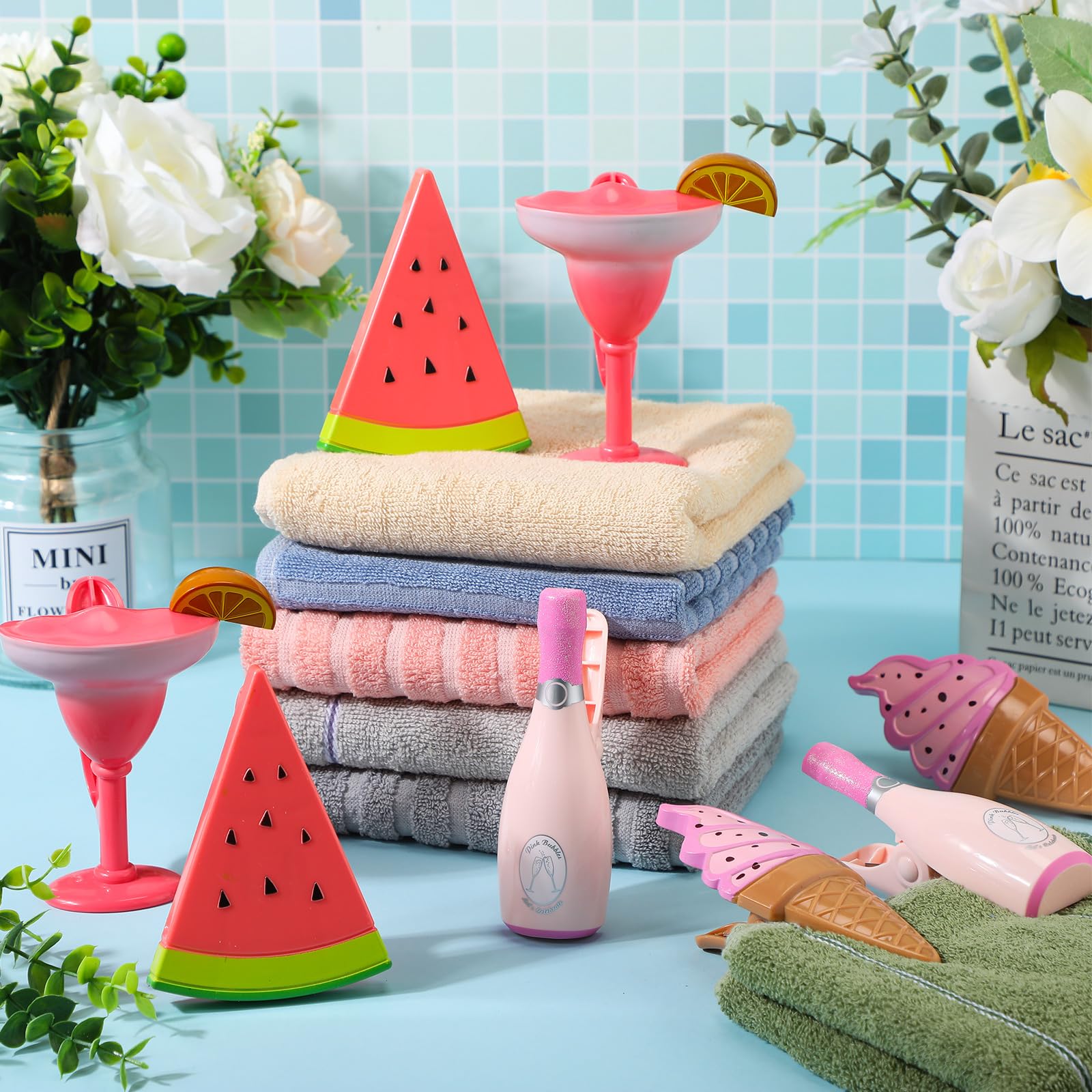 8 Pcs Beach Towel Clips Beach Chair Pool Clips for Chairs Plastic Windproof Holder Funny Decorative Clothespins for Patio Accessories Summer