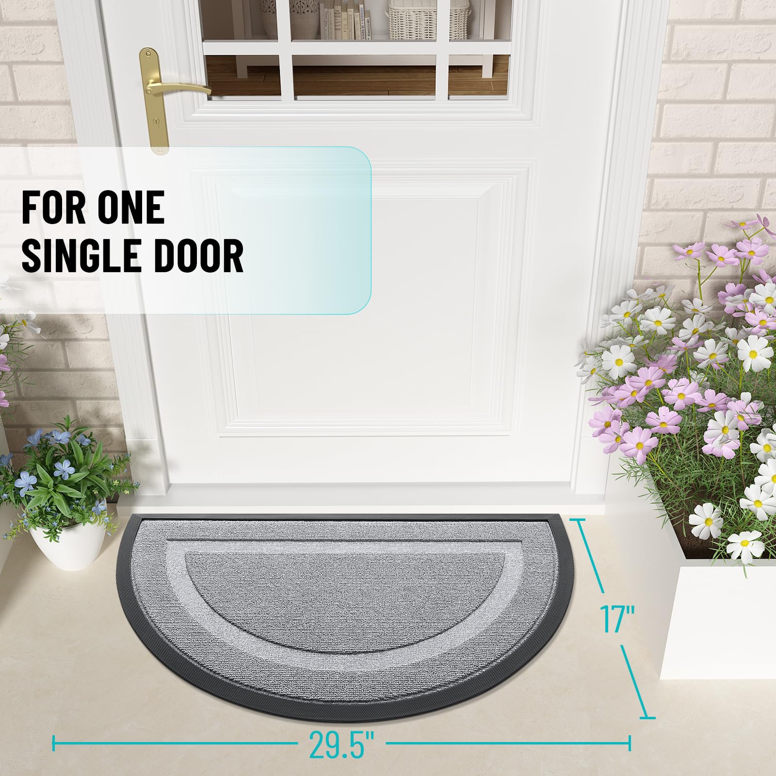 Half Circle Front Door Mat Outside 29.5x17 All