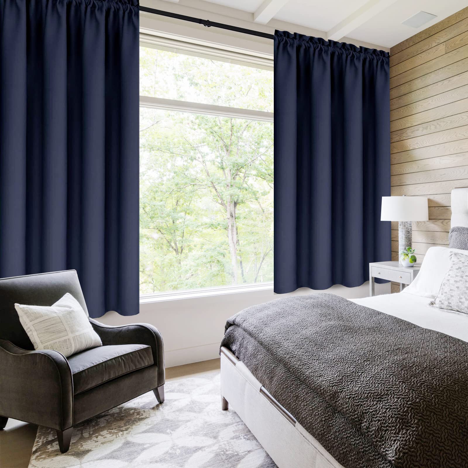 Blackout Curtains for Bedroom Living Room 42 x 54 Inch Long Navy (2 Count)