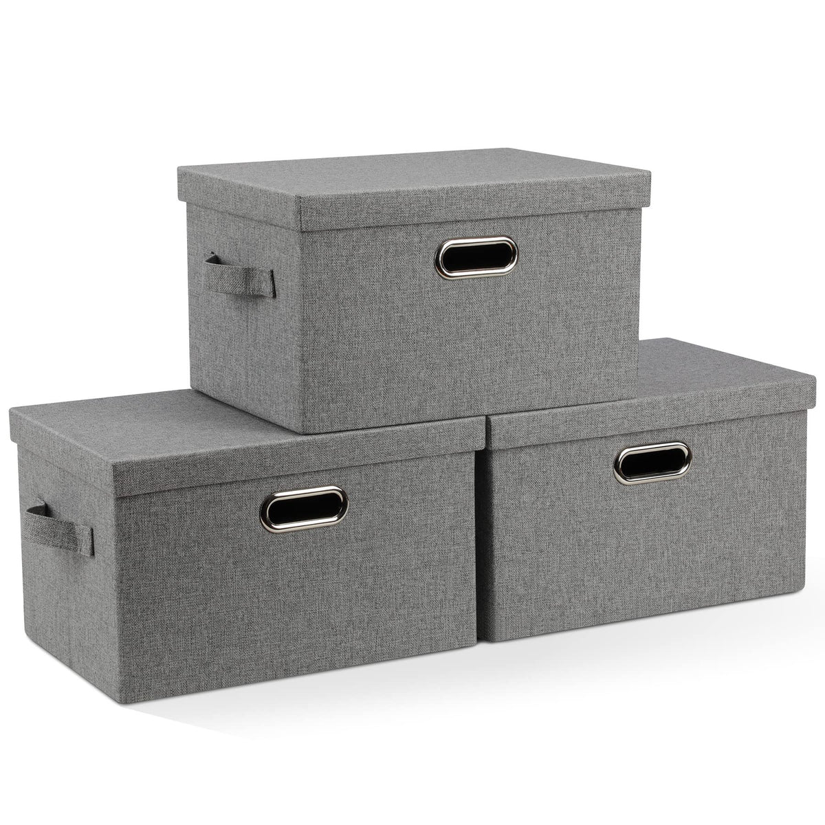 Medium 15" 21 Quart Collapsible Stackable Storage Bins with Lids (3 Count)
