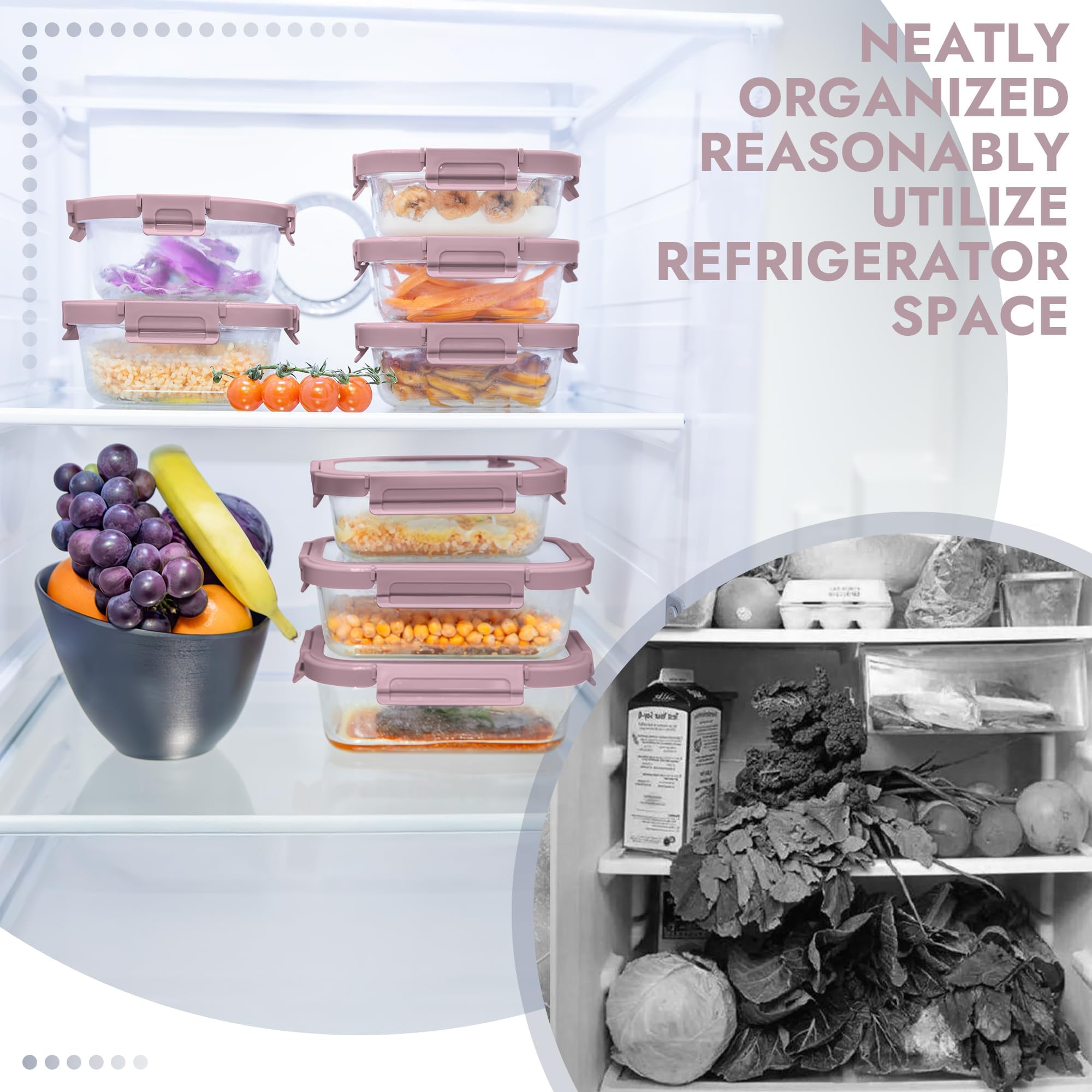 10 Pack Glass Food Storage Containers with Tempered Glass Lids (10 Count)