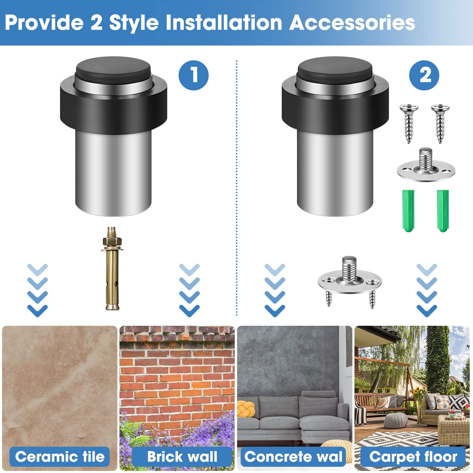 30 Pcs Floor Mounted Door Stopper Stainless Steel (30 Count)