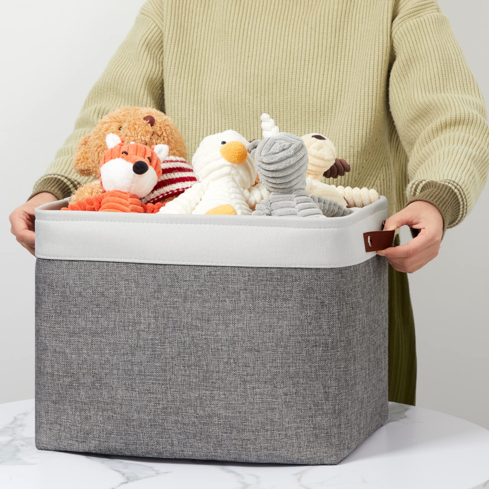 Storage Baskets Large 16"x12"x12" Rectangular Storage Bins Baskets for Organizing [2 Pack] Fabric Collapsible Storage Organizer for Home (2 Count)
