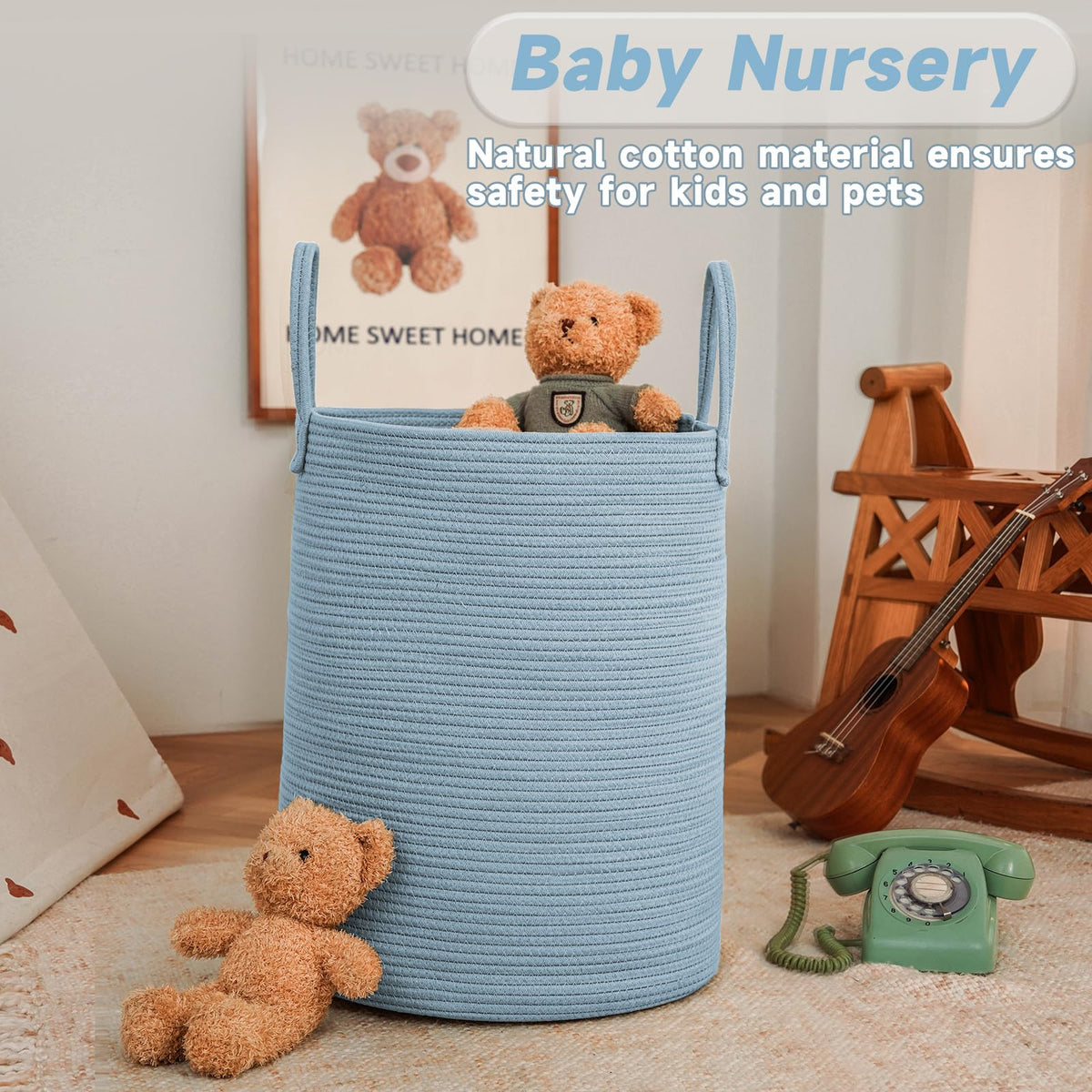 60L Cotton Rope Laundry Basket Hamper