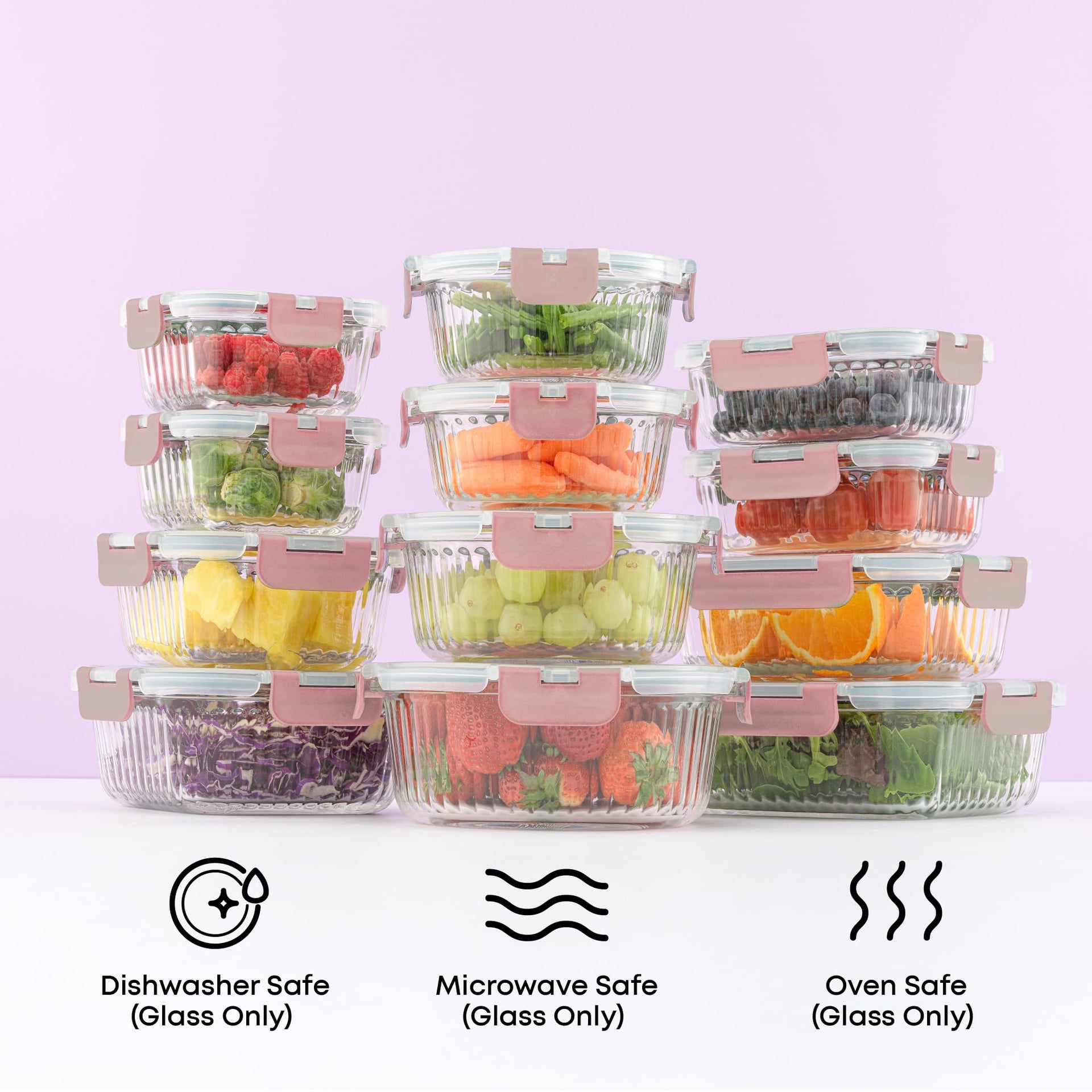 24pc Borosilicate Glass Storage Containers with Lids (24 Count)