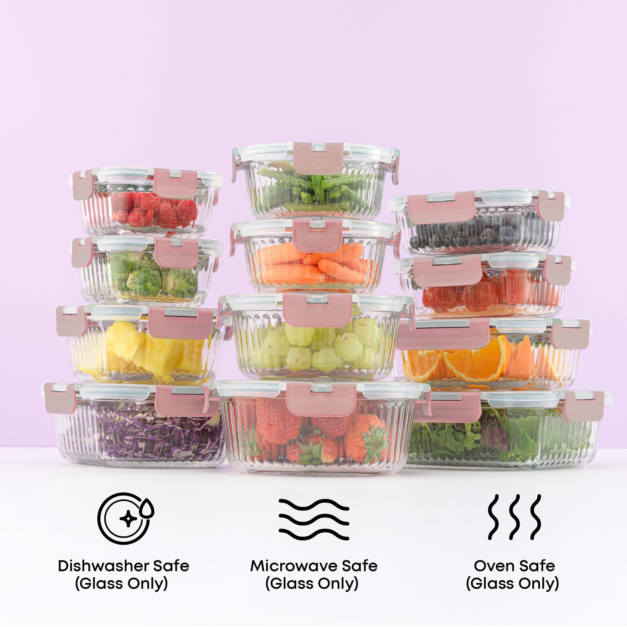 24pc Borosilicate Glass Storage Containers with Lids (24 Count)