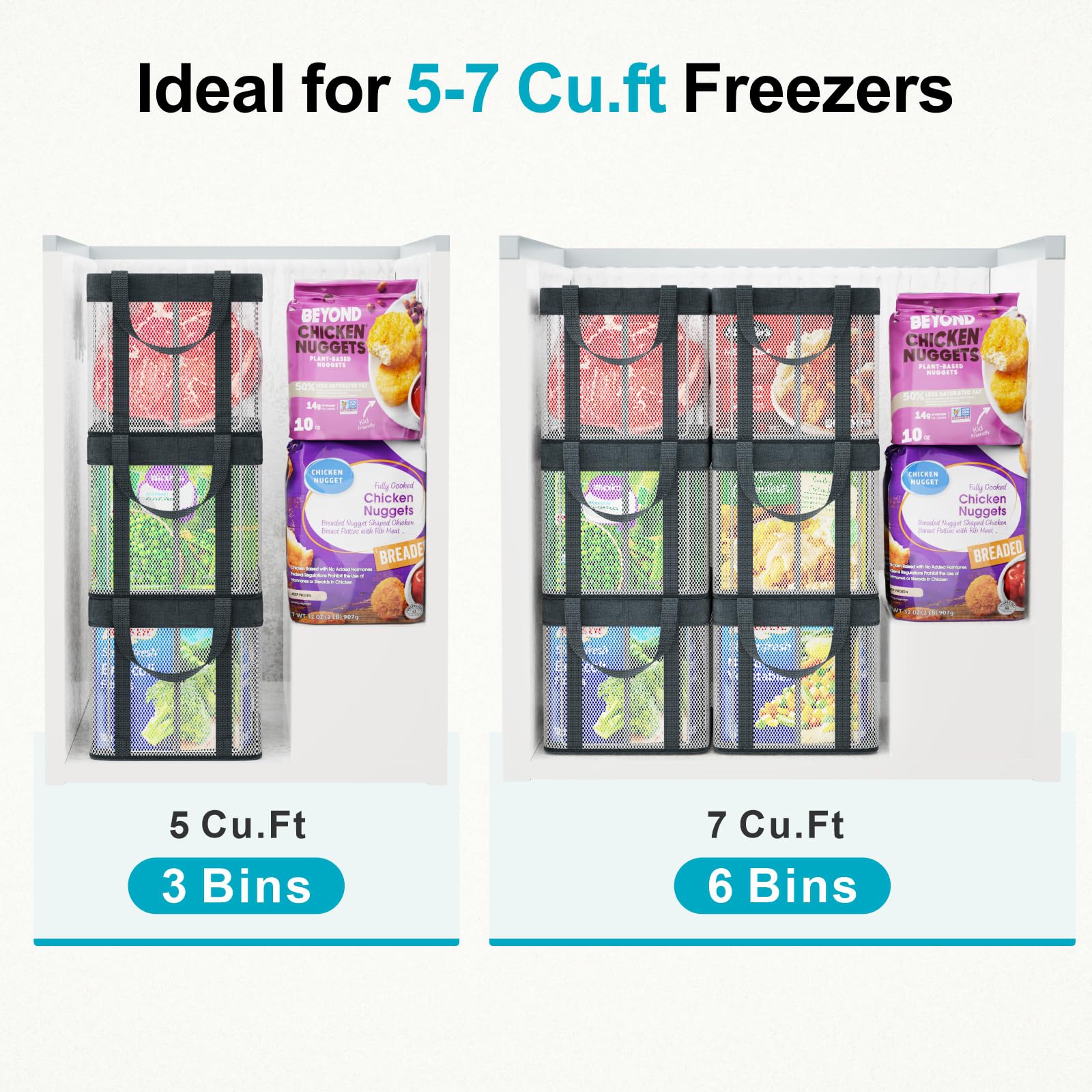 Deep Freezer Organizer Bins (6 Count)