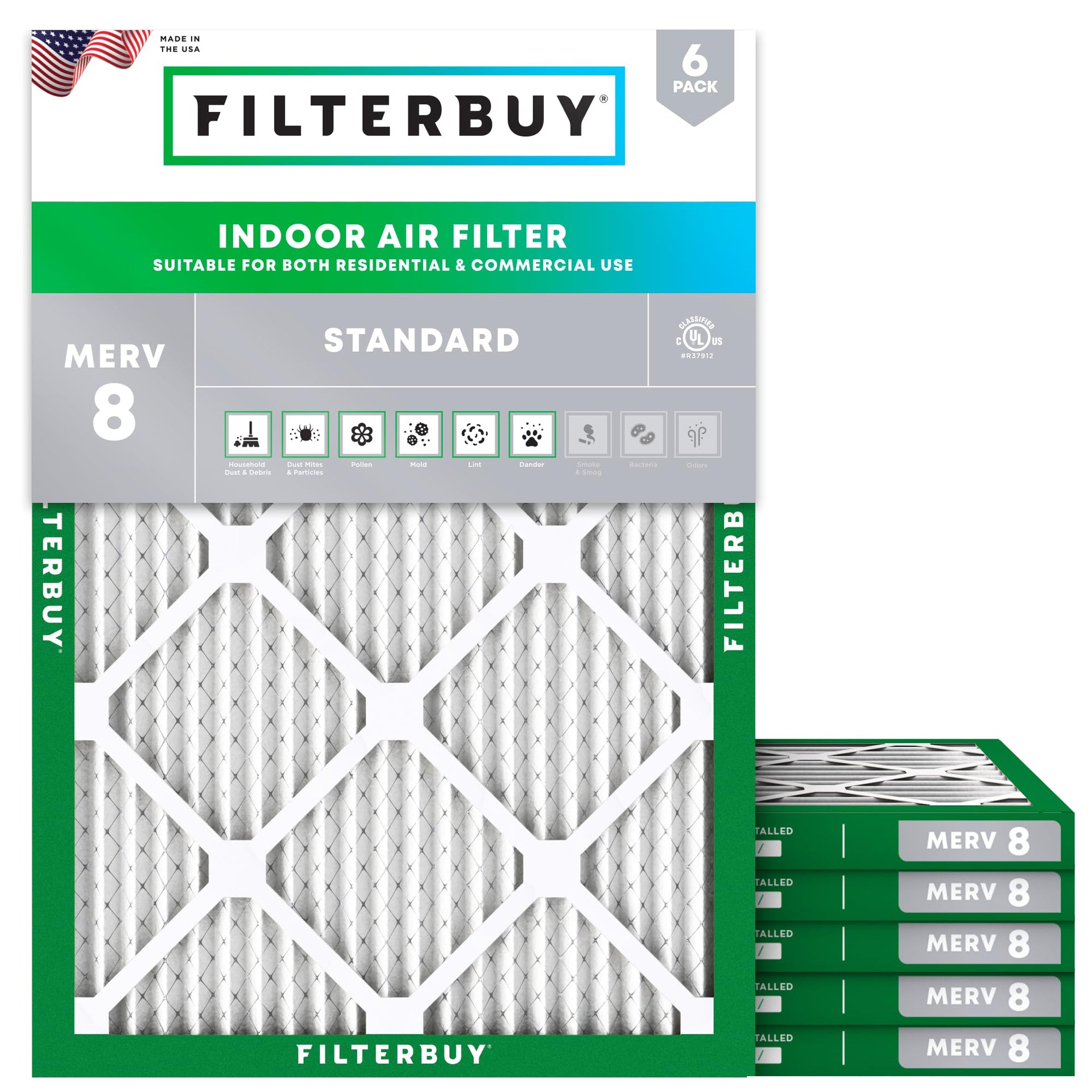 20x27x1 Air Filter MERV 8 Dust & Allergy Defense (6 Count)