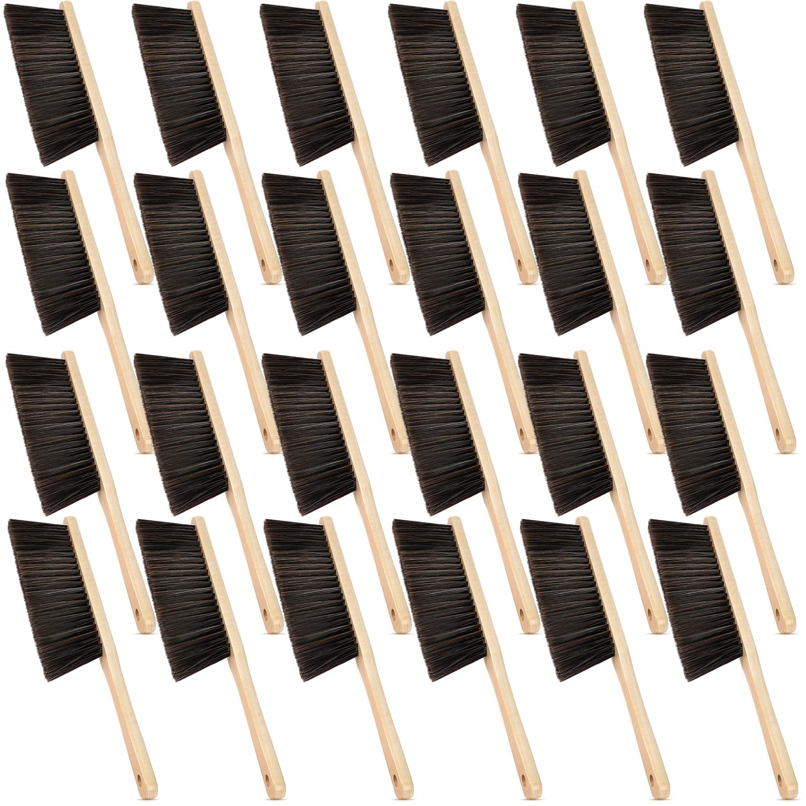 24 Pieces Wooden Dust Brush Bulk Hand Broom Bench Soft Bristle Cleaning Outdoor Furniture Brushes with Long Wood Handle for Cleaning Car Bed Sofa Fireplace Couch Clothes (24 Count)
