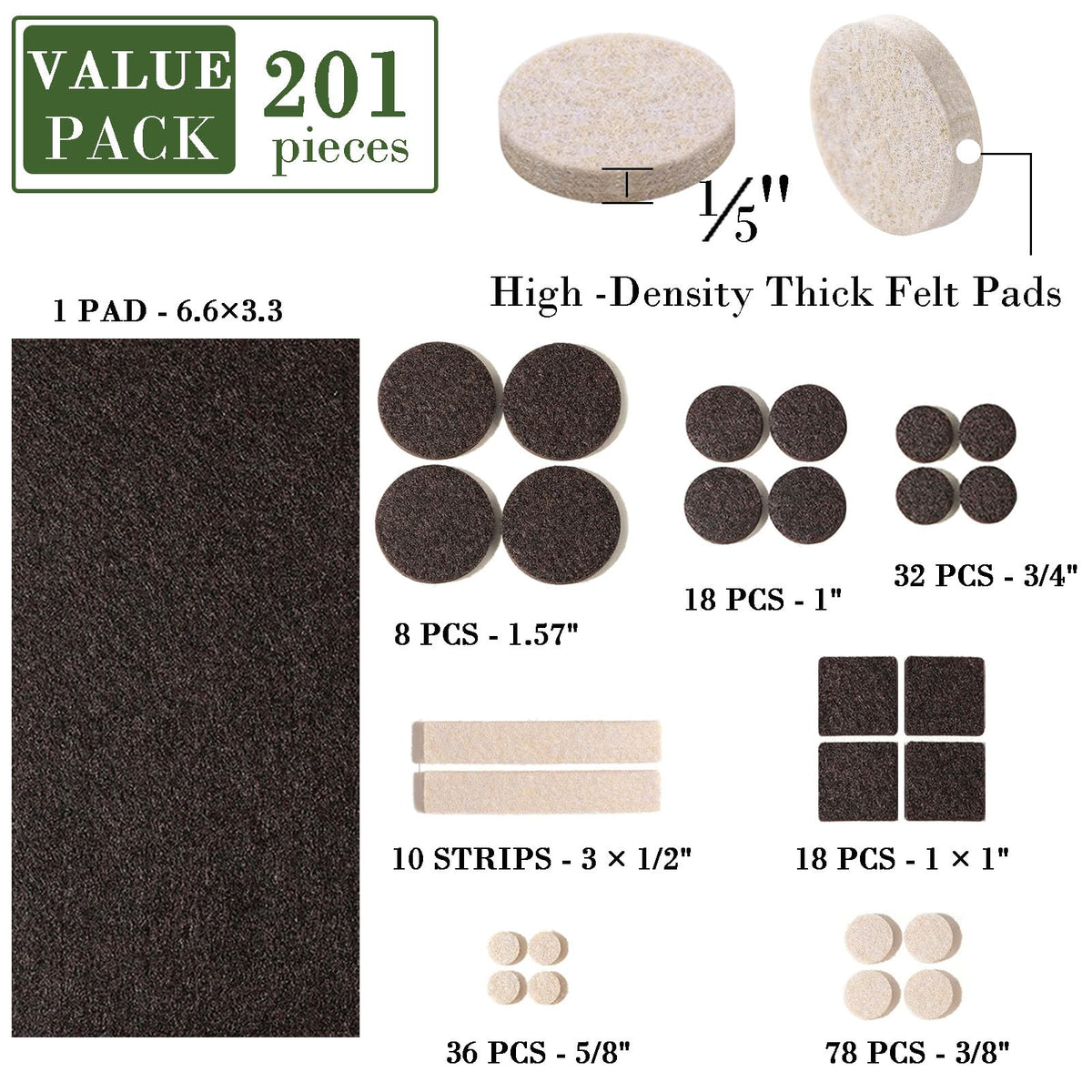 Felt Furniture Pads (201 Count)