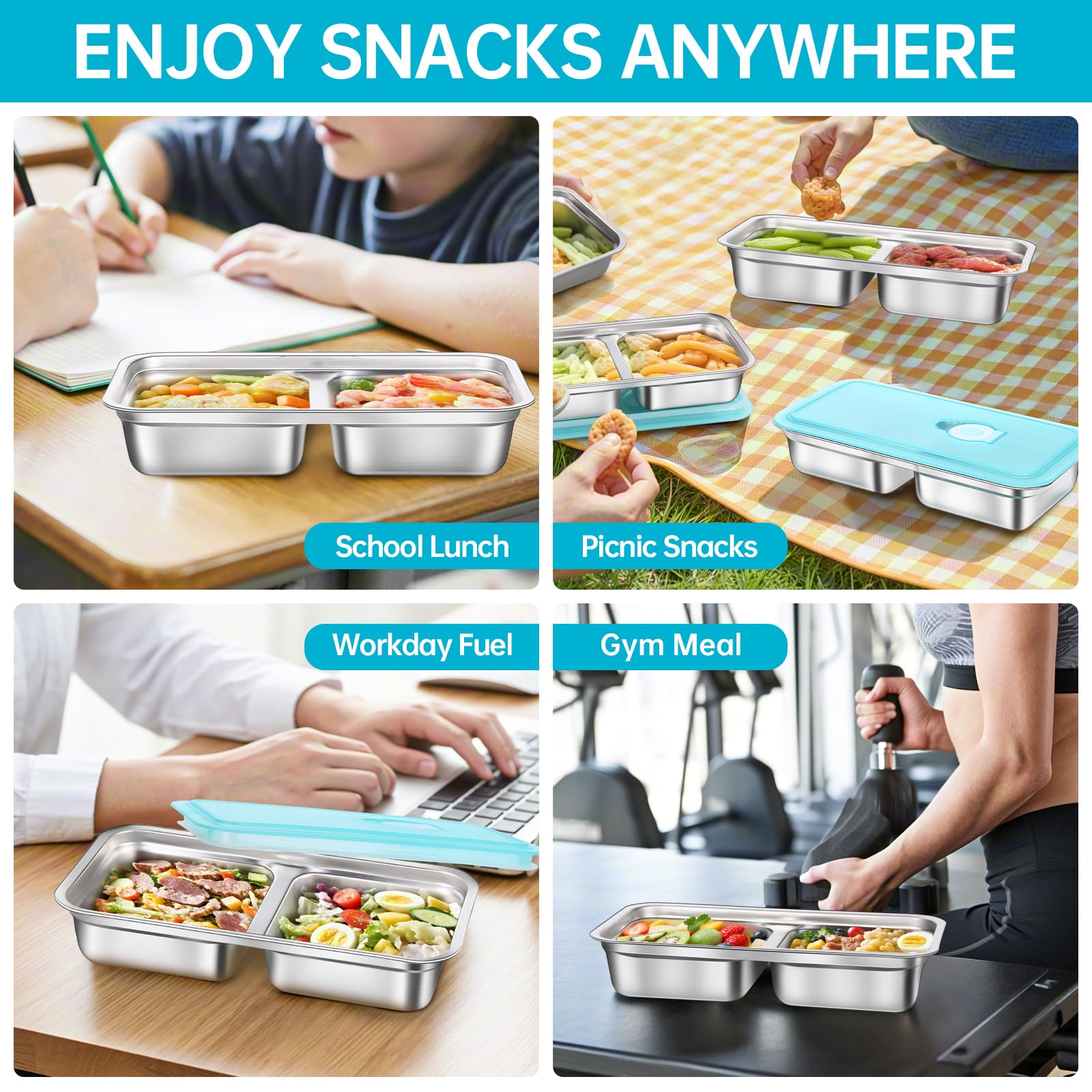 6 Pack Stainless Steel Snack Containers Reusable (6 Count)