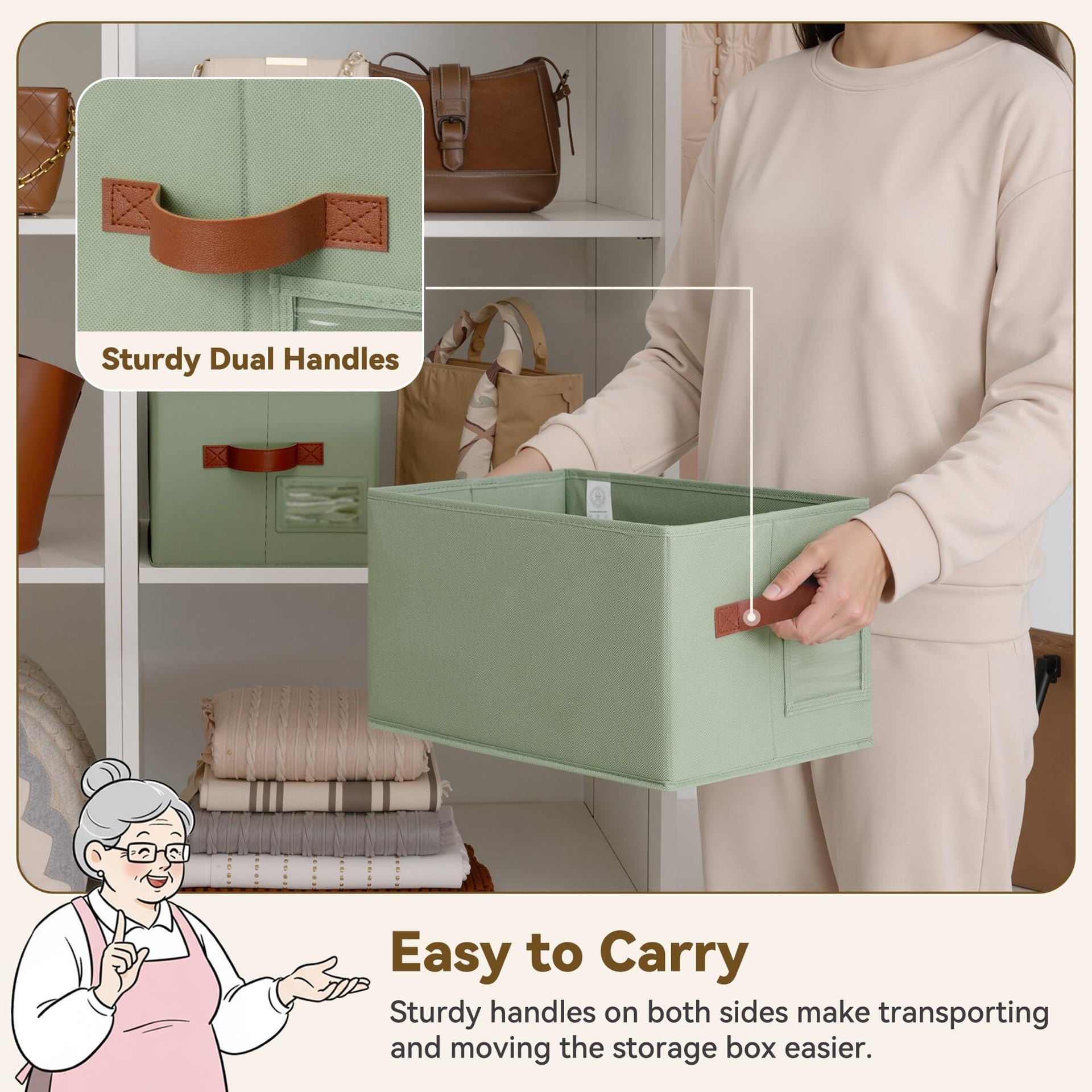 Closet Storage Bins with Label (3 Count)
