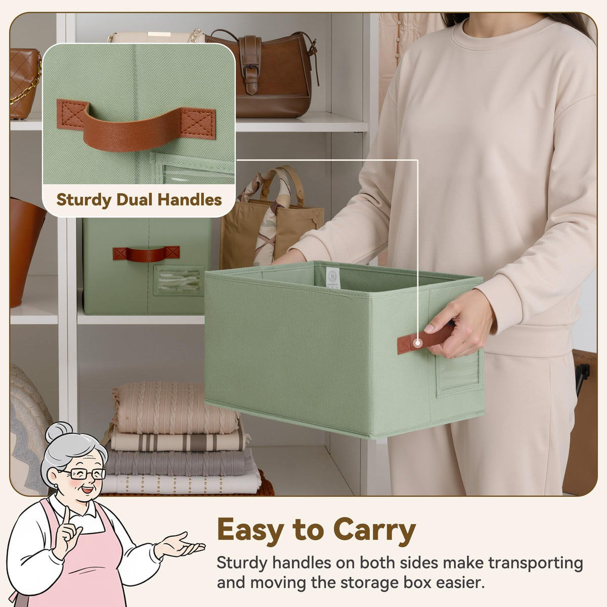 Closet Storage Bins with Label (3 Count)