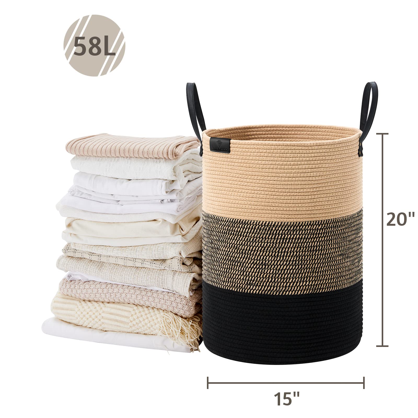 58L Tall Woven Rope Laundry Hamper (1961.2133 Fl Oz) - ModHome Supplies