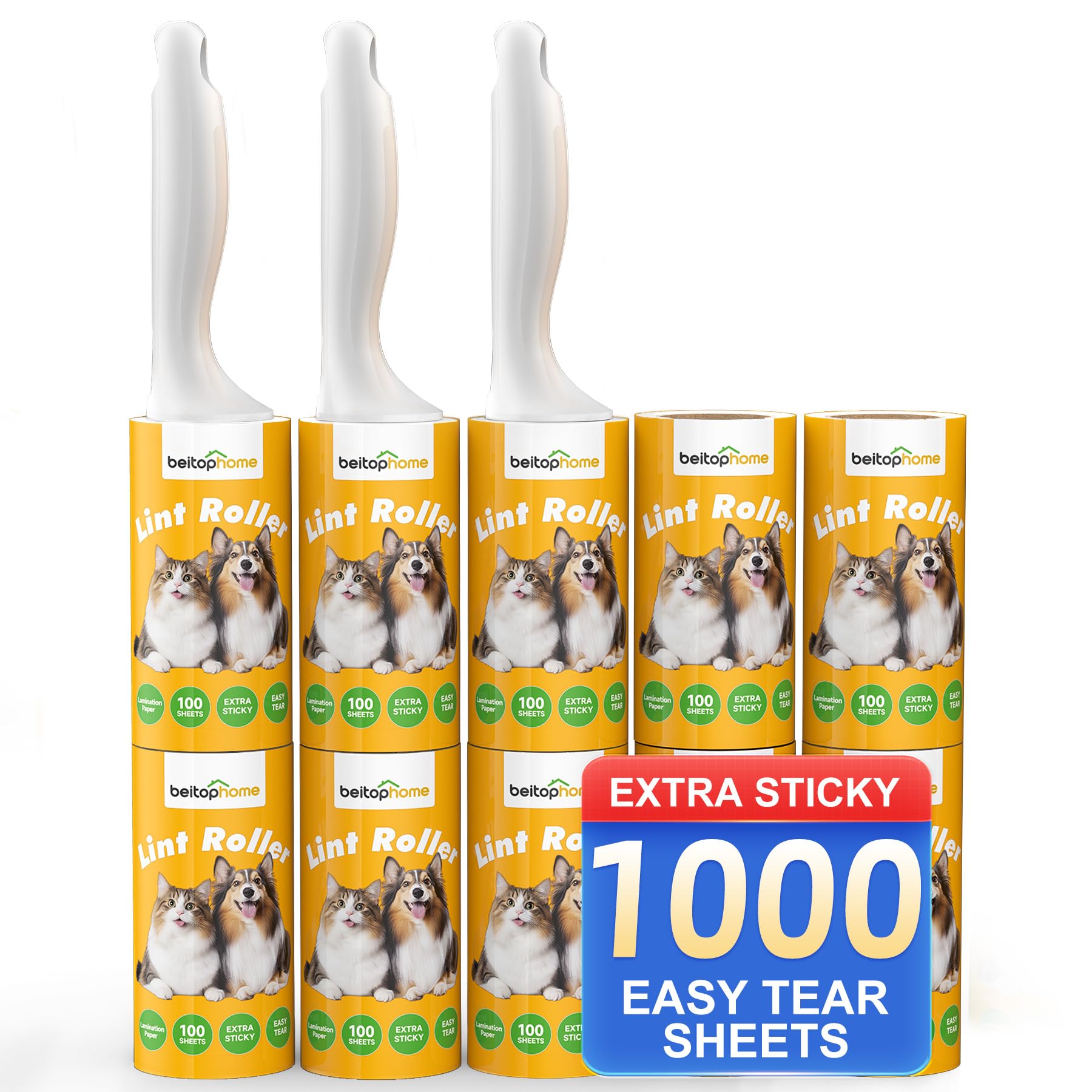 Extra Sticky Lint Roller for Pet Hair (10 Count)