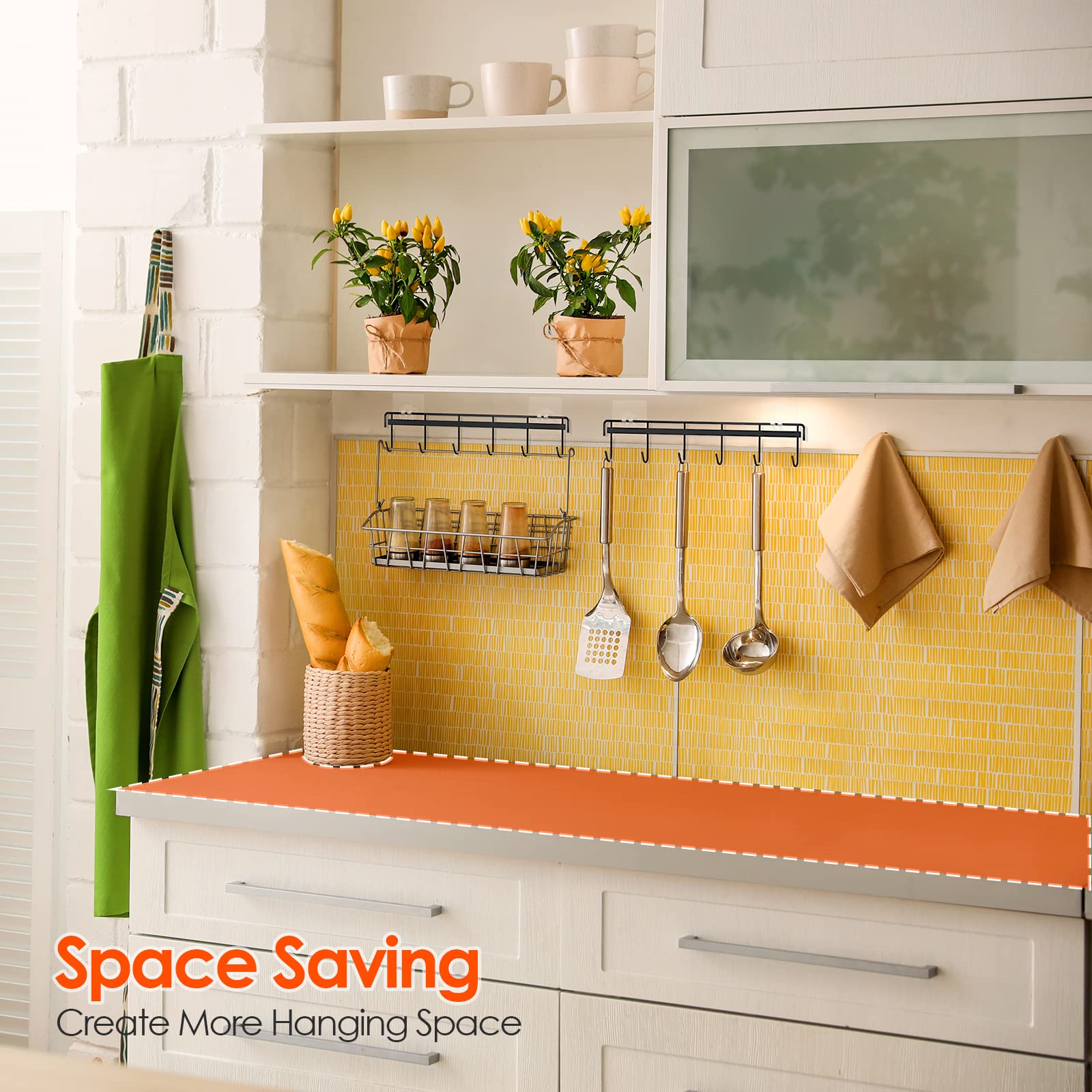 Adhesive Kitchen Hooks Utensil Hanger Holder Hanging Rack 2 Pack