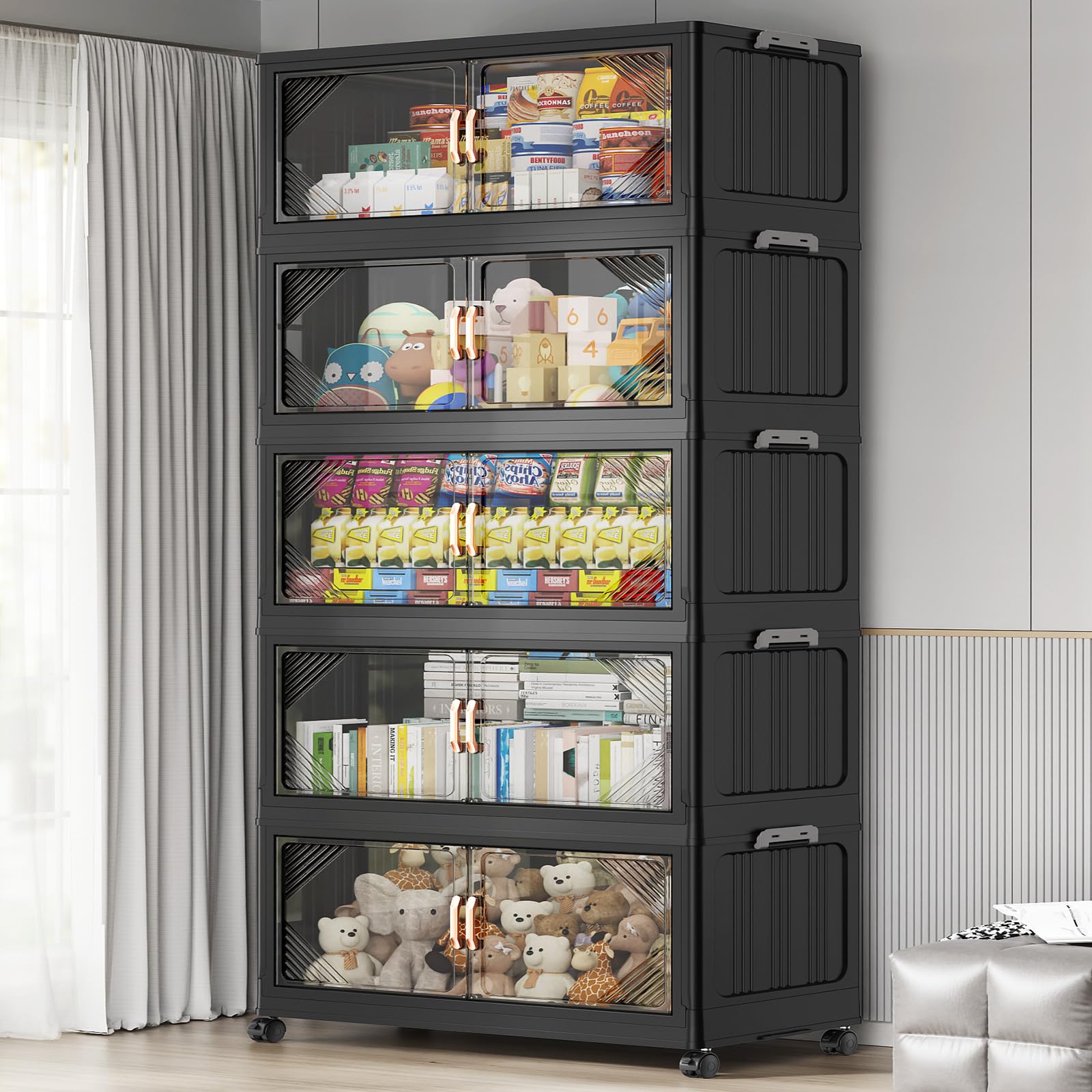 V60 700QT Plastic Stackable Storage Bins with Lid (5 Count)