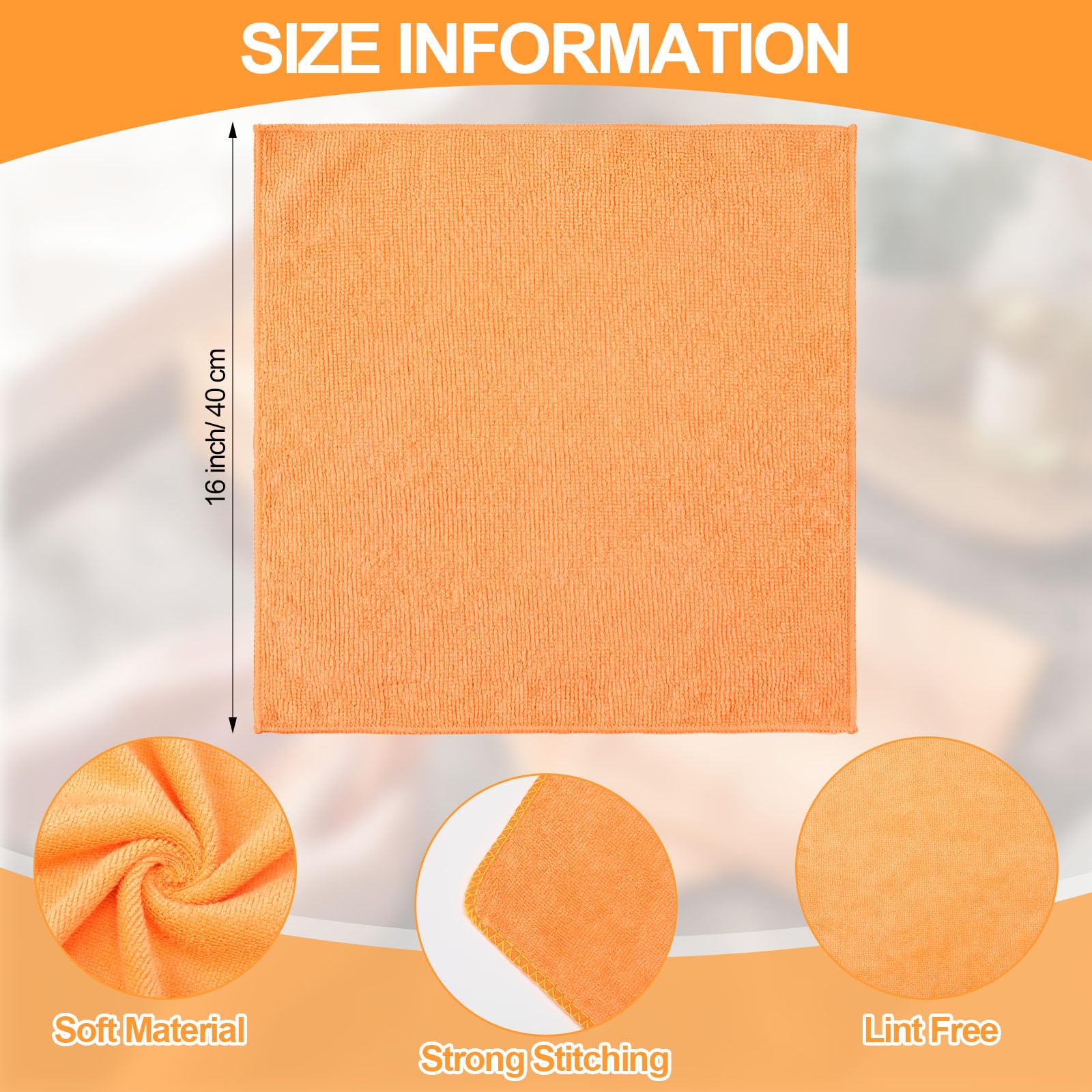 Microfiber Cleaning Cloths for Cars 16 x 16 Inch Ultra Absorbent Car Towels Drying Reusable Cleaning Supplies House Kitchen Window Microfiber Towel (60 Count)
