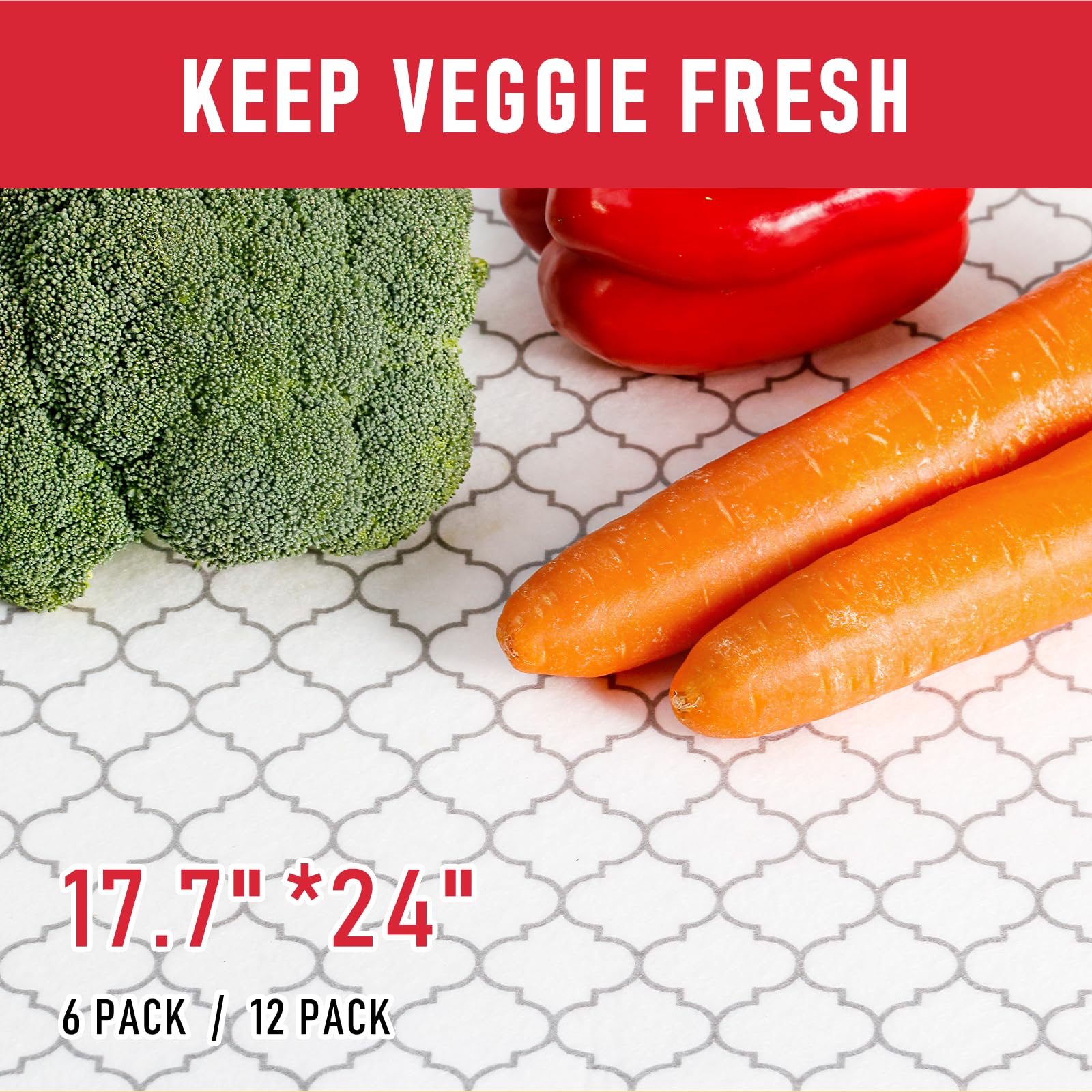 2 in 1 Refrigerator Liners & Fresh mats for Fridge Drawer and Glass Shelves (18 Sq Ft)