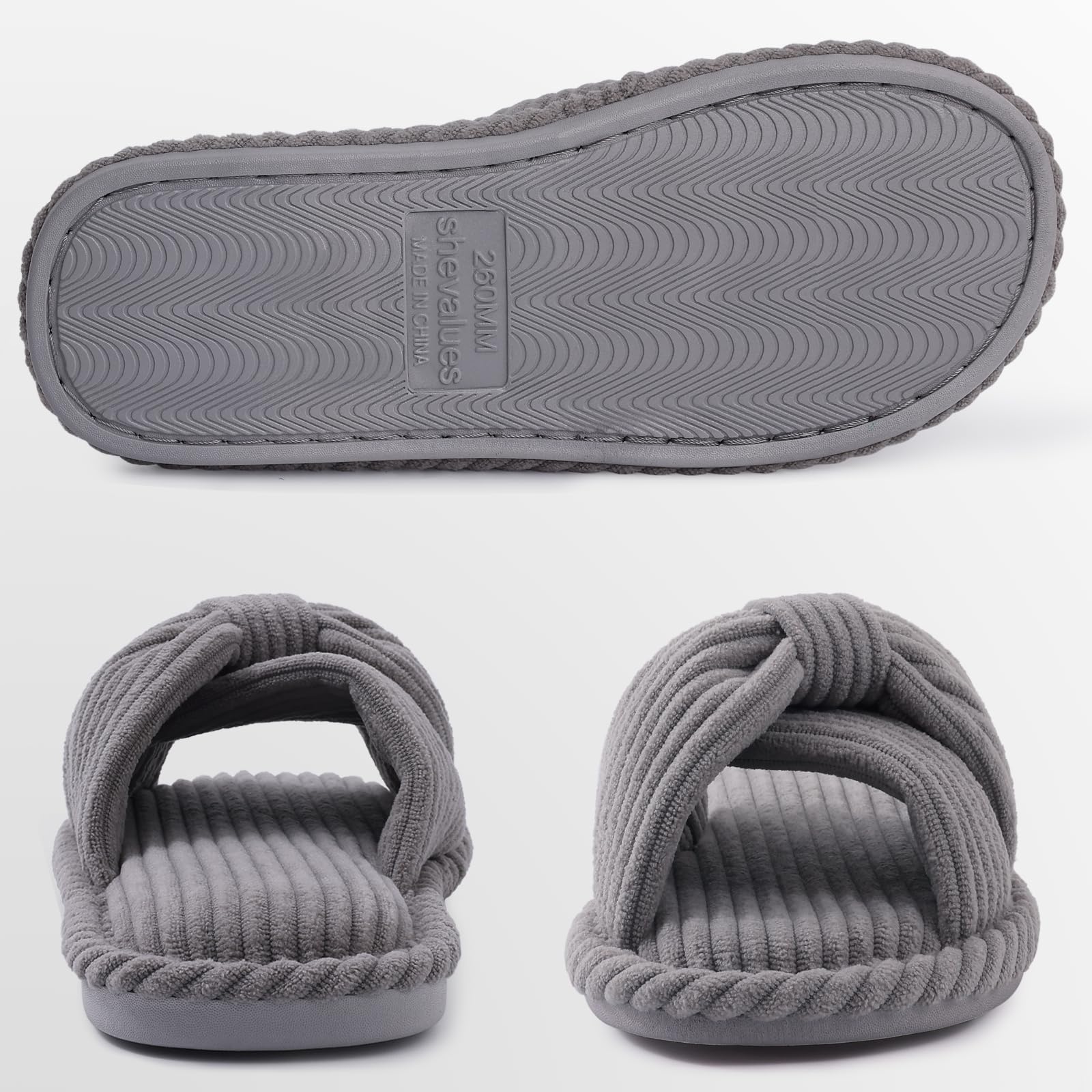 Summer House Slippers for Women Corduroy Open Toe Indoor Slippers
