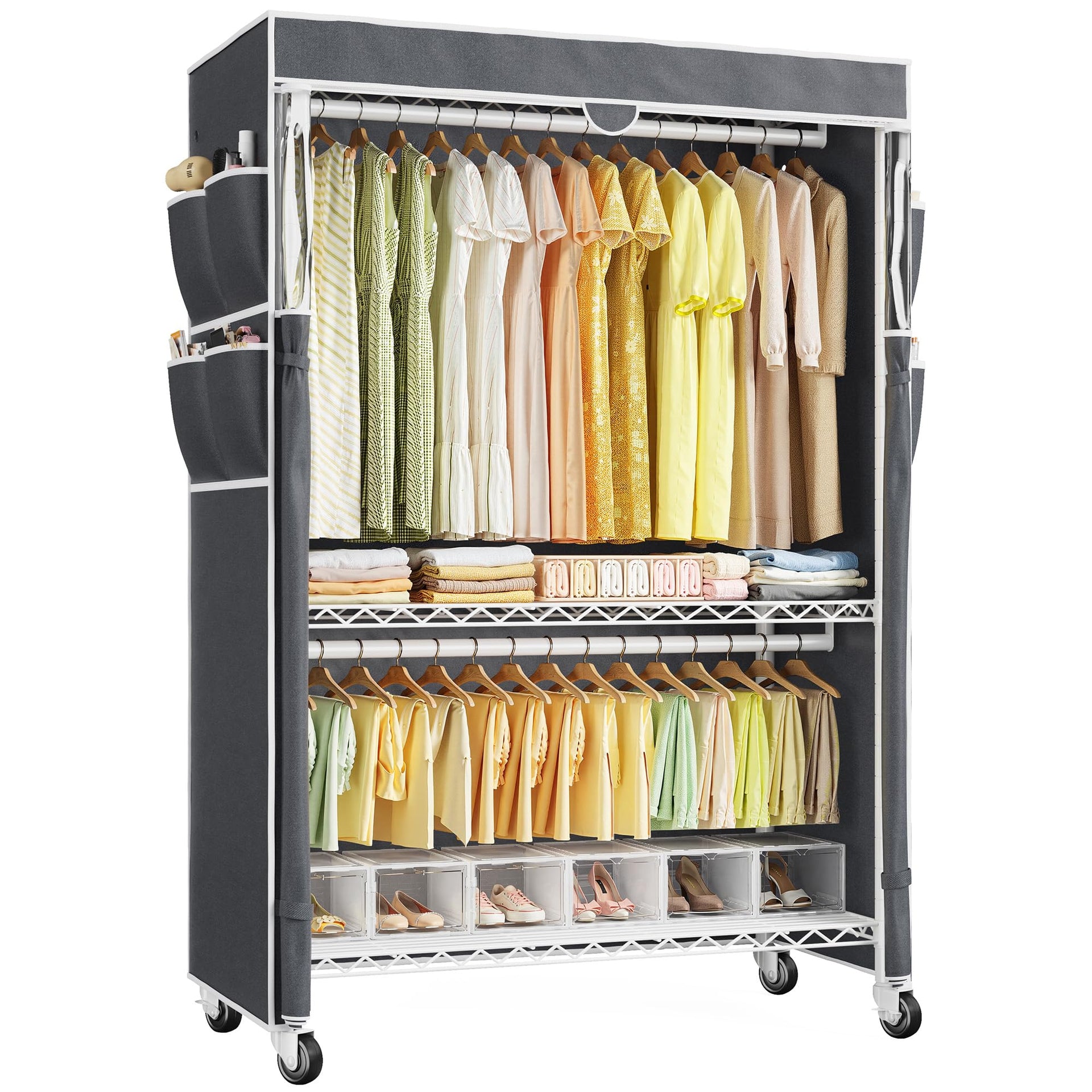 Rolling Clothes Rack with Cover