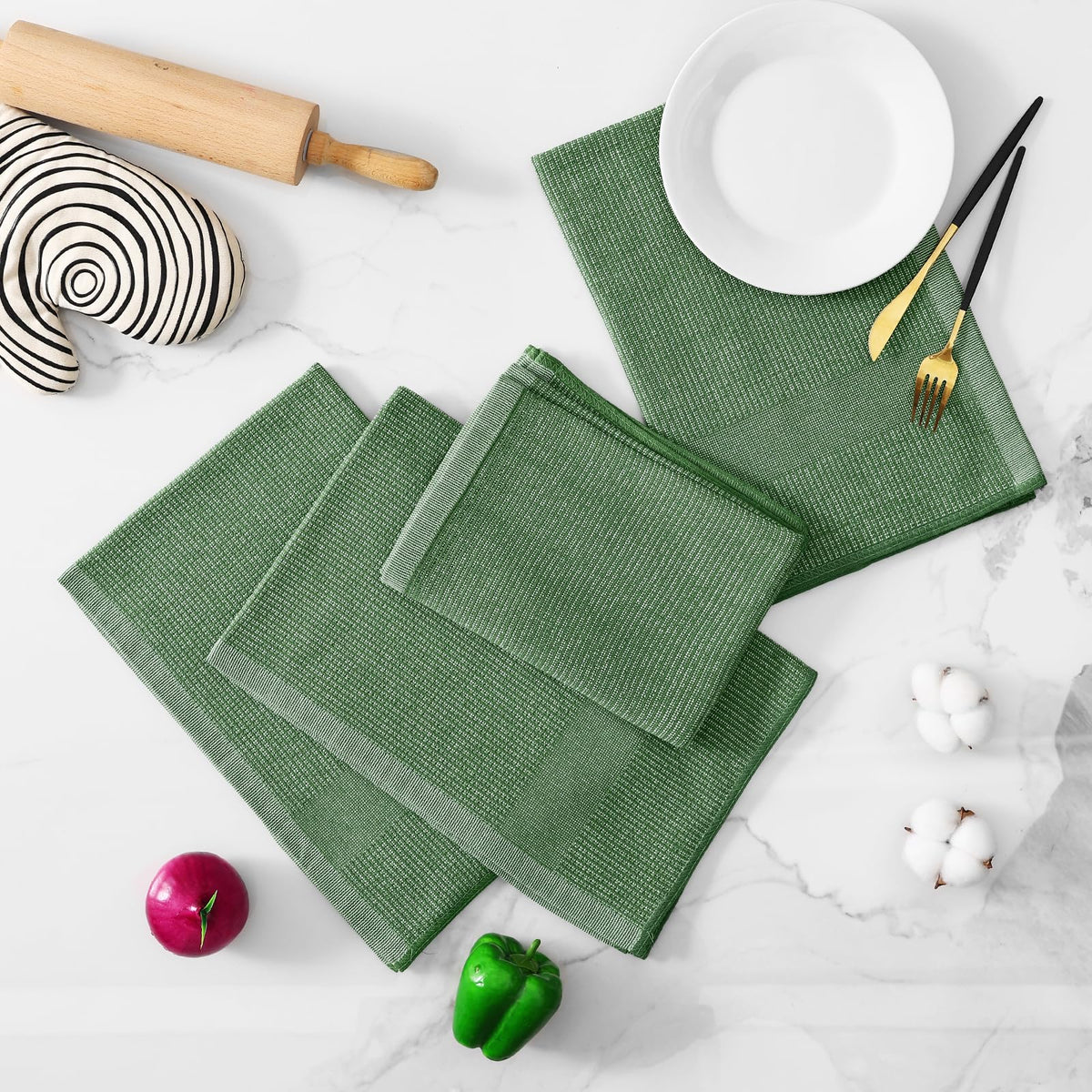 380 GSM Cotton Premium Kitchen Towels 8 Pack (8 Count)