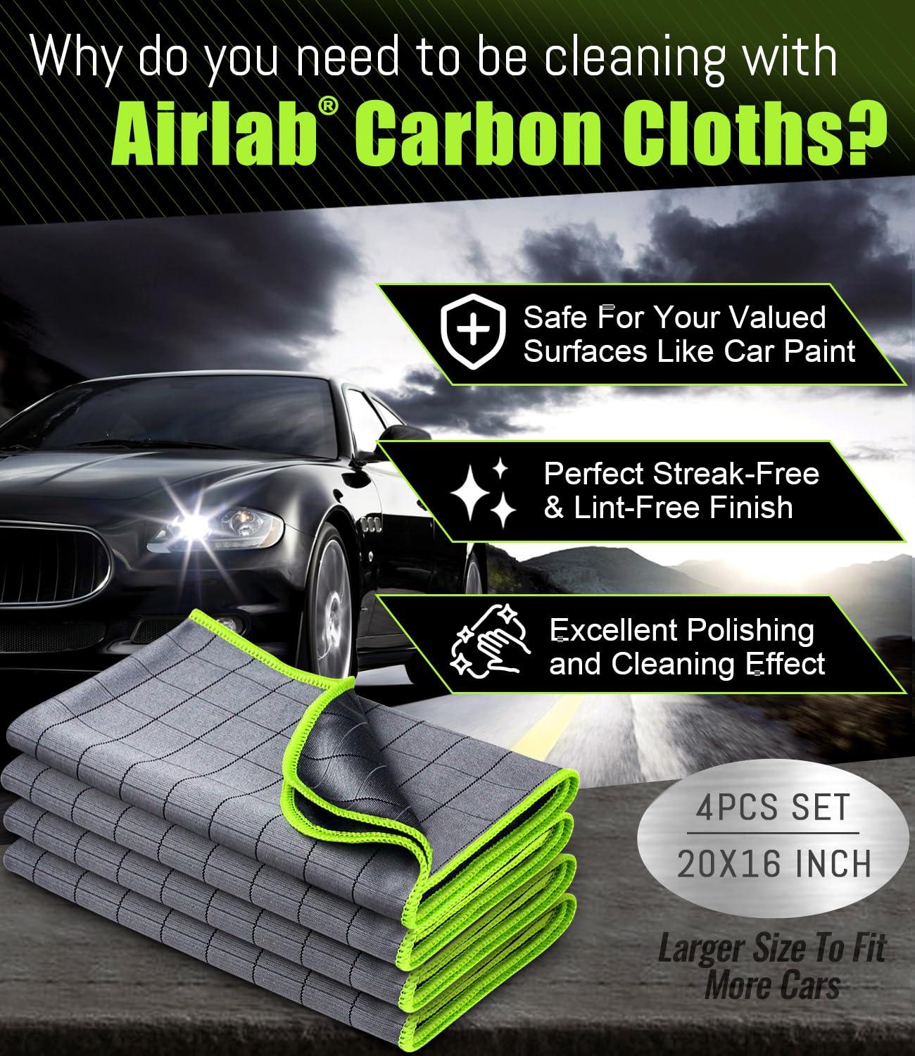 Microfiber Towels Cars Wash Drying Cleaning Cloth (4 Count)