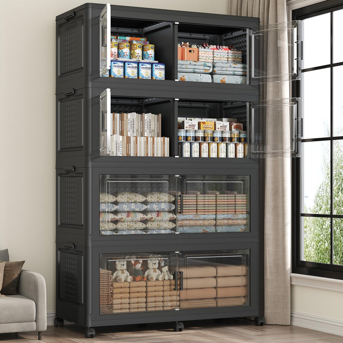 200GAL Storage Bins with Lid and Wheels (4 Count)