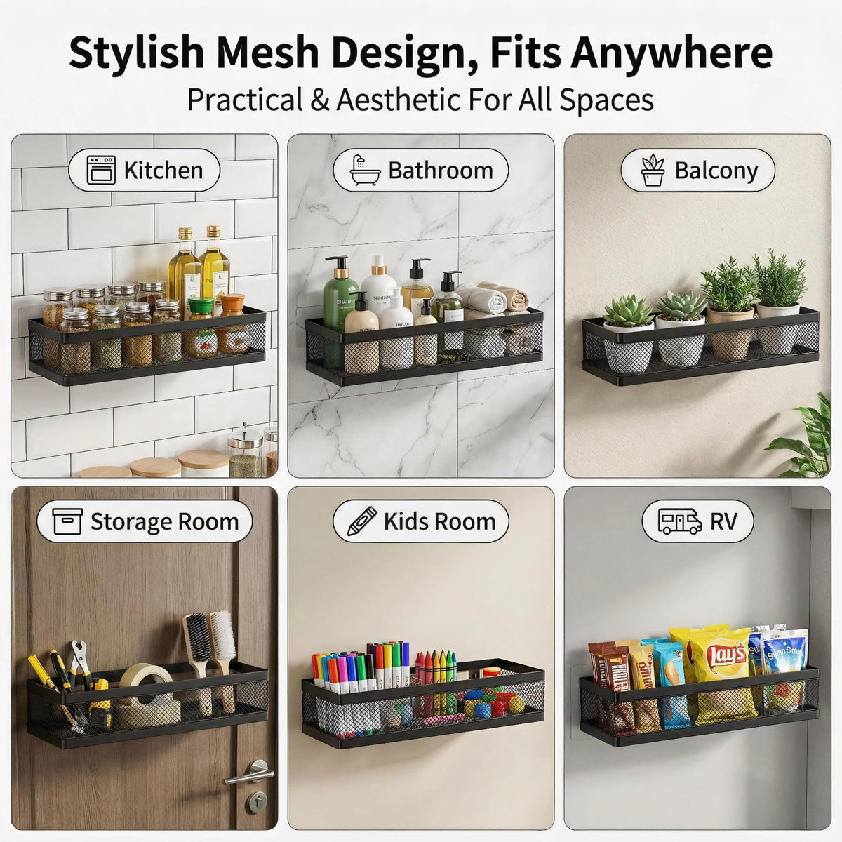 16.5 Inch Extra Long Slim Mesh Shower Caddy (2 Count)
