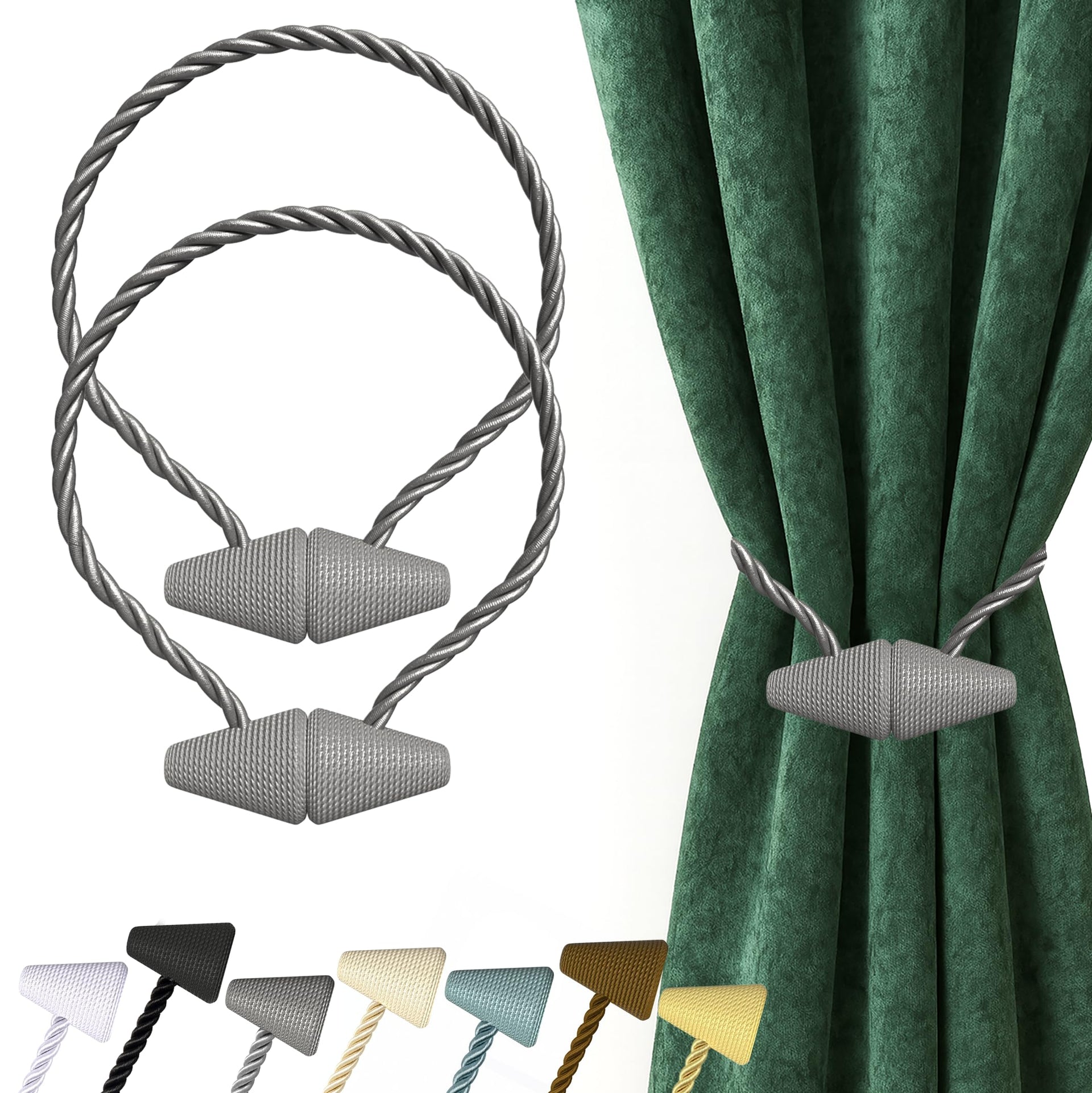 Magnetic Curtain Tiebacks Grey 2pcs (2 Count)