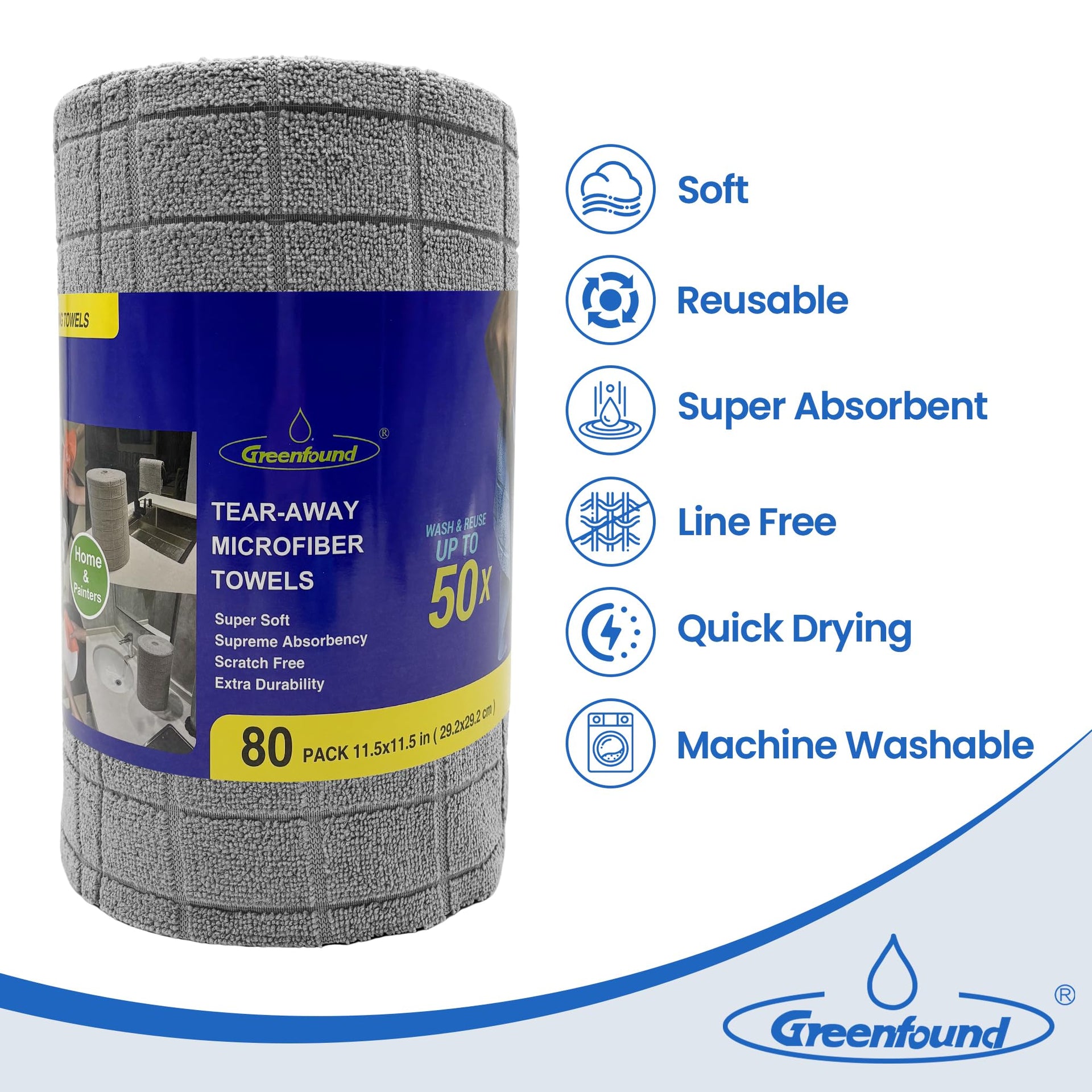 Microfiber Cleaning Cloth Roll (80 Count)