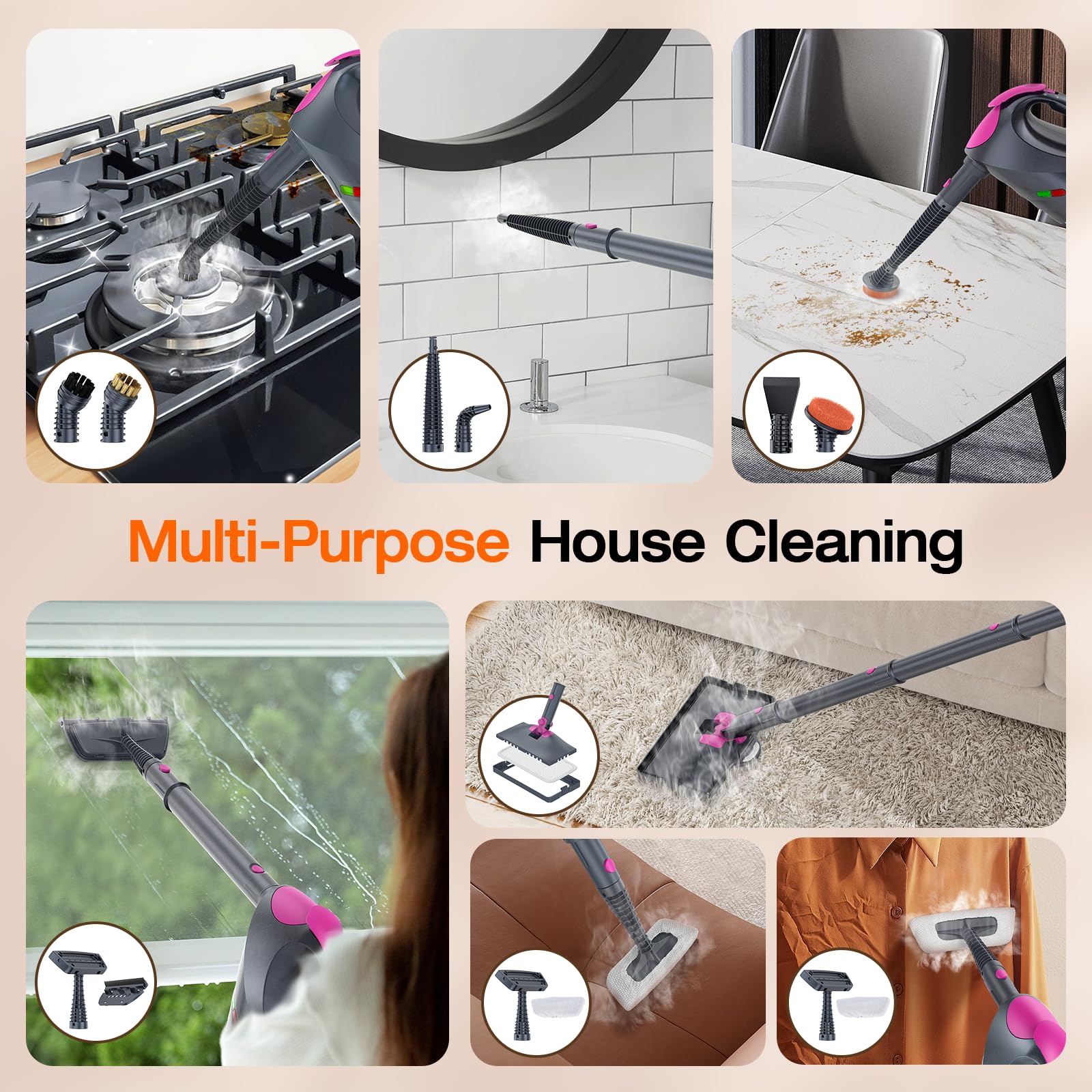 10-in-1 Steam Cleaner, Steam Mop with Detachable Handheld Steamer for Home